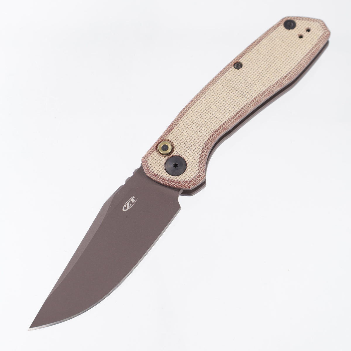 ZT 0512 - Natural Micarta & Dark Bronze Cerakote Titanium - Dark Bronze Cerakote Cruwear *PRE-OWNED*
