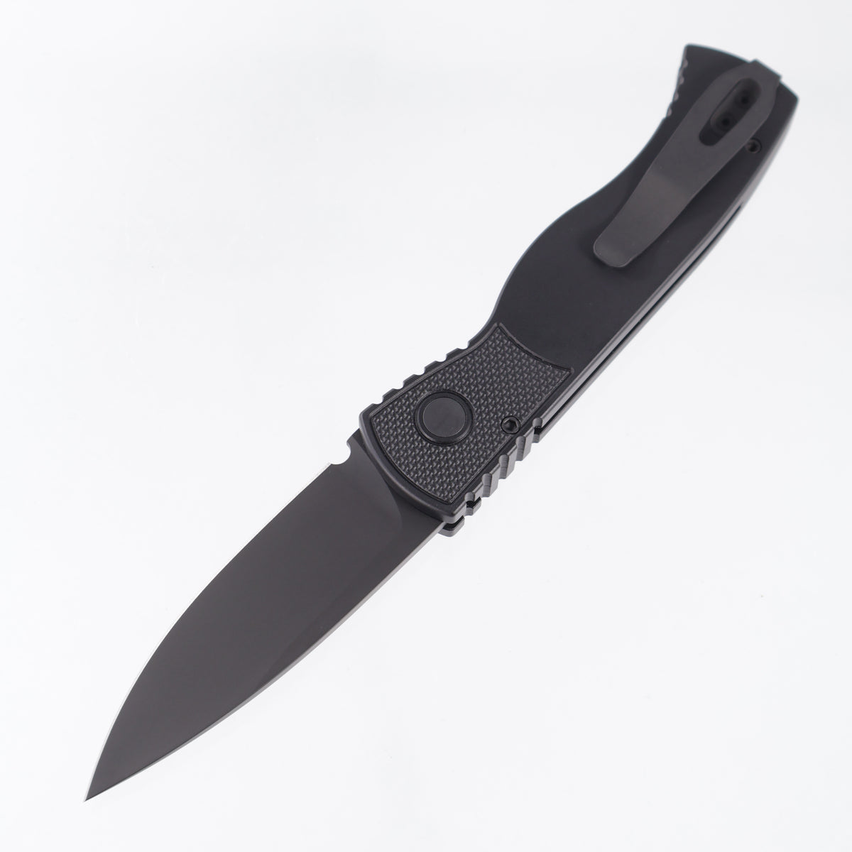 Pro-Tech TR-2 Operator - Black Aluminum w/ Textured Corners & Tritium Button - Sterile DLC Magnacut - T203-OPERATOR *PRE-OWNED*