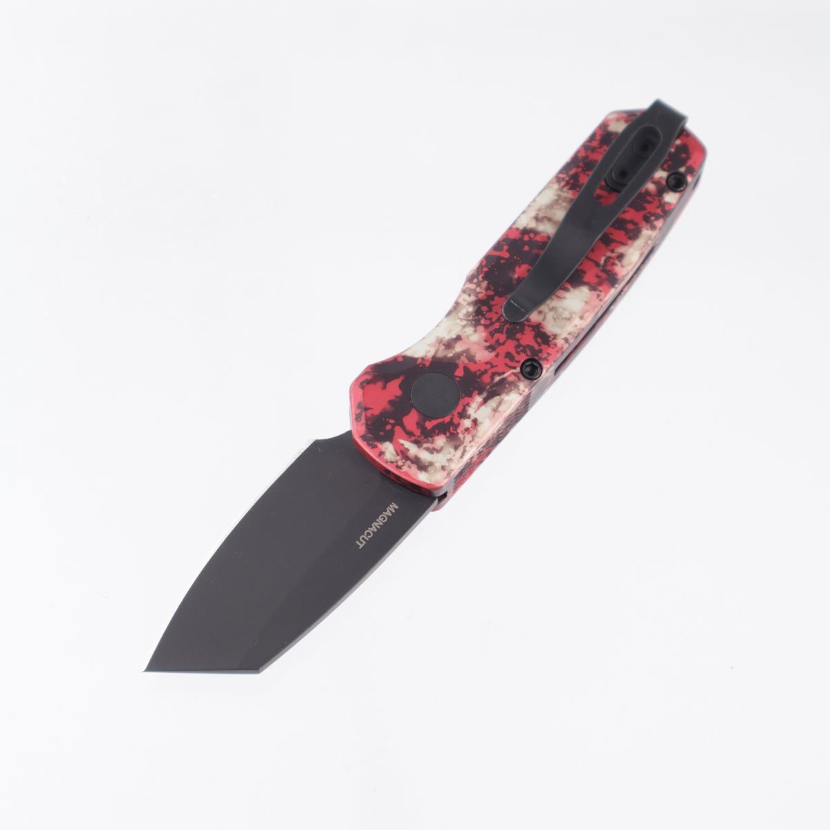 Pro-Tech Runt 5 Reverse Tanto - Crimson Tiger Camo w/ Black Lip Pearl Button - DLC Magnacut - R5403-CTC *PRE-OWNED* *NO BOX*