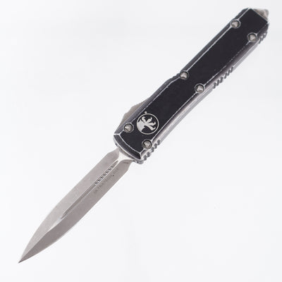 Microtech Ultratech Double Edge - Distressed Black Aluminum - Apocalyptic M390 - 122-10 DBK *PRE-OWNED*
