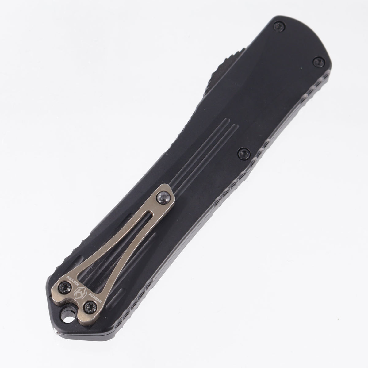 Heretic Manticore X Recurve - Black Aluminum w/ Bronze Titanium Clip - Black Tactical 2-Tone Elmax - H033-10A *PRE-OWNED*