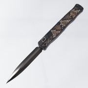 Heretic Cleric II Double Edge Custom - High Sheen DLC M390 - Aluminum Chassis w/ Eastern Diamondback Rattlesnake Inlays, Desert Ironwood button & DLC Hardware - S/N: 011 *PRE-OWNED*