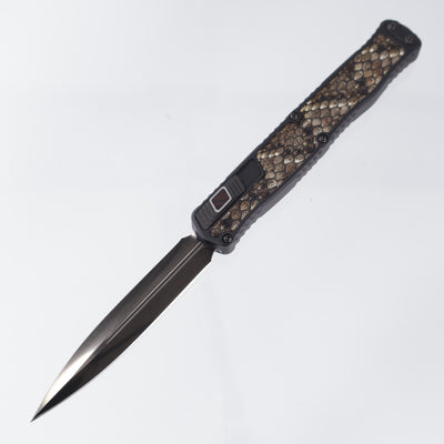Heretic Cleric II Double Edge Custom - High Sheen DLC M390 - Aluminum Chassis w/ Eastern Diamondback Rattlesnake Inlays, Desert Ironwood button & DLC Hardware - S/N: 011 *PRE-OWNED*