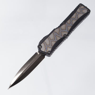 Heretic Colossus Double Edge Custom - High Sheen DLC Elmax - Aluminum Chassis w/ Flamed Titanium inlays - DLC Button, Clip & Hardware - S/N: 016 *PRE-OWNED*