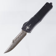 Marfione Custom Combat Troodon Interceptor - Hattori San-Mai Cowry-X Core Damascus - Hefted Aluminum Chassis w/ Purple Ringed Titanium hardware - S/N:015 *PRE-OWNED*