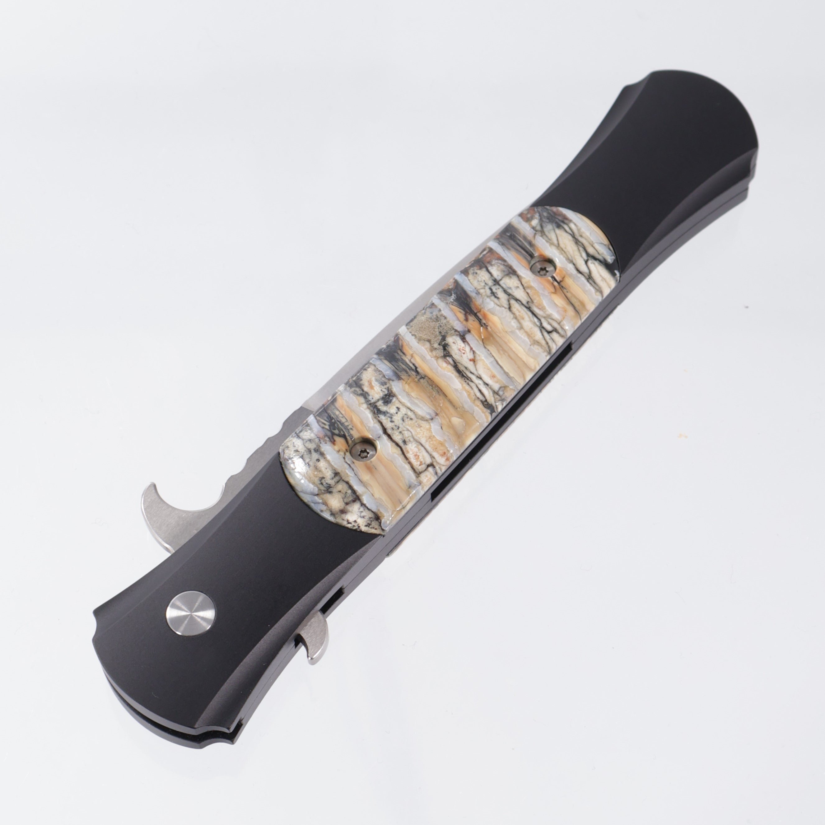 Protech Large Don Custom - Hand Filed 154-CM - Black Aluminum w/ Mammoth Molar Inlays - PR3 S/N: 019 *PRE-OWNED*