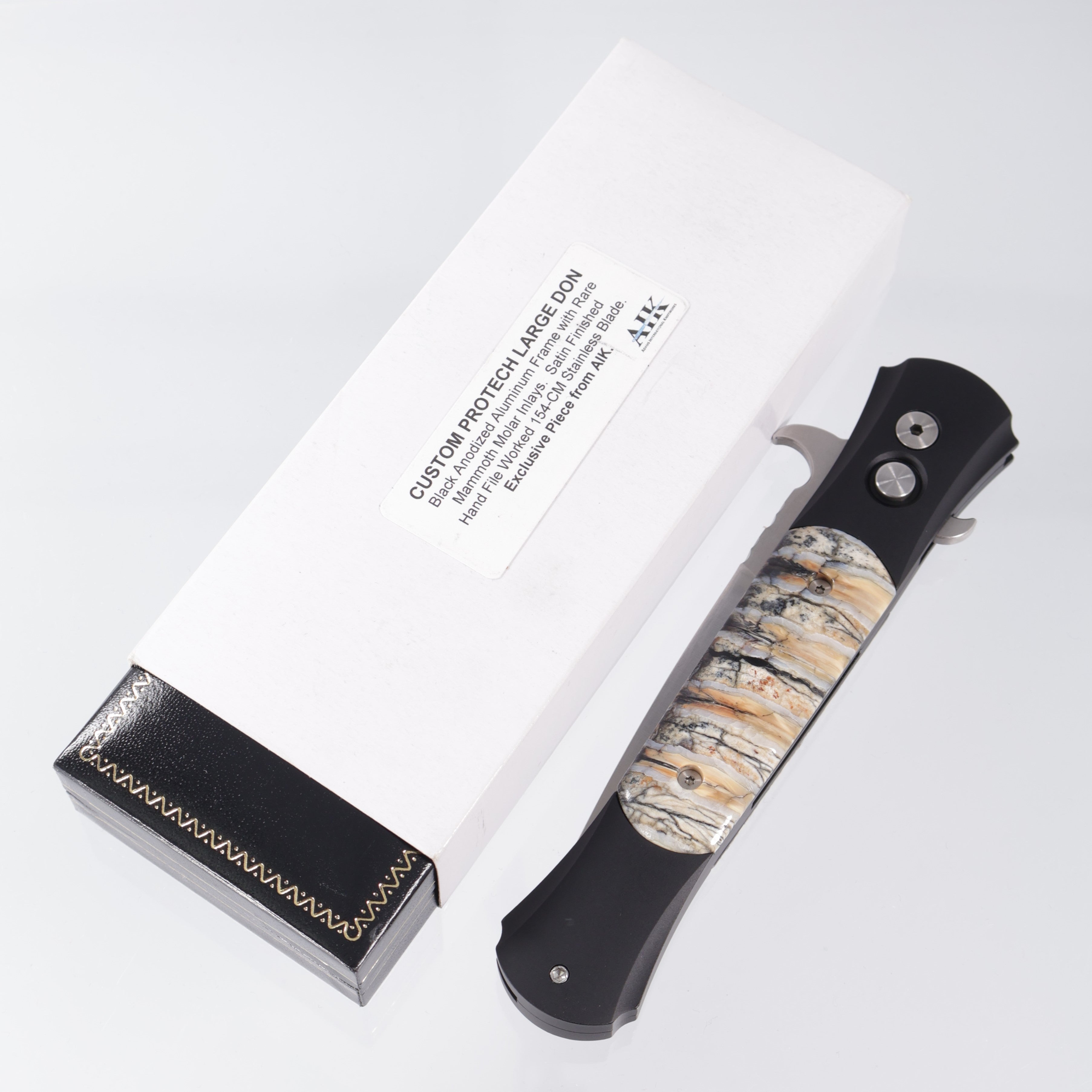 Protech Large Don Custom - Hand Filed 154-CM - Black Aluminum w/ Mammoth Molar Inlays - PR3 S/N: 019 *PRE-OWNED*