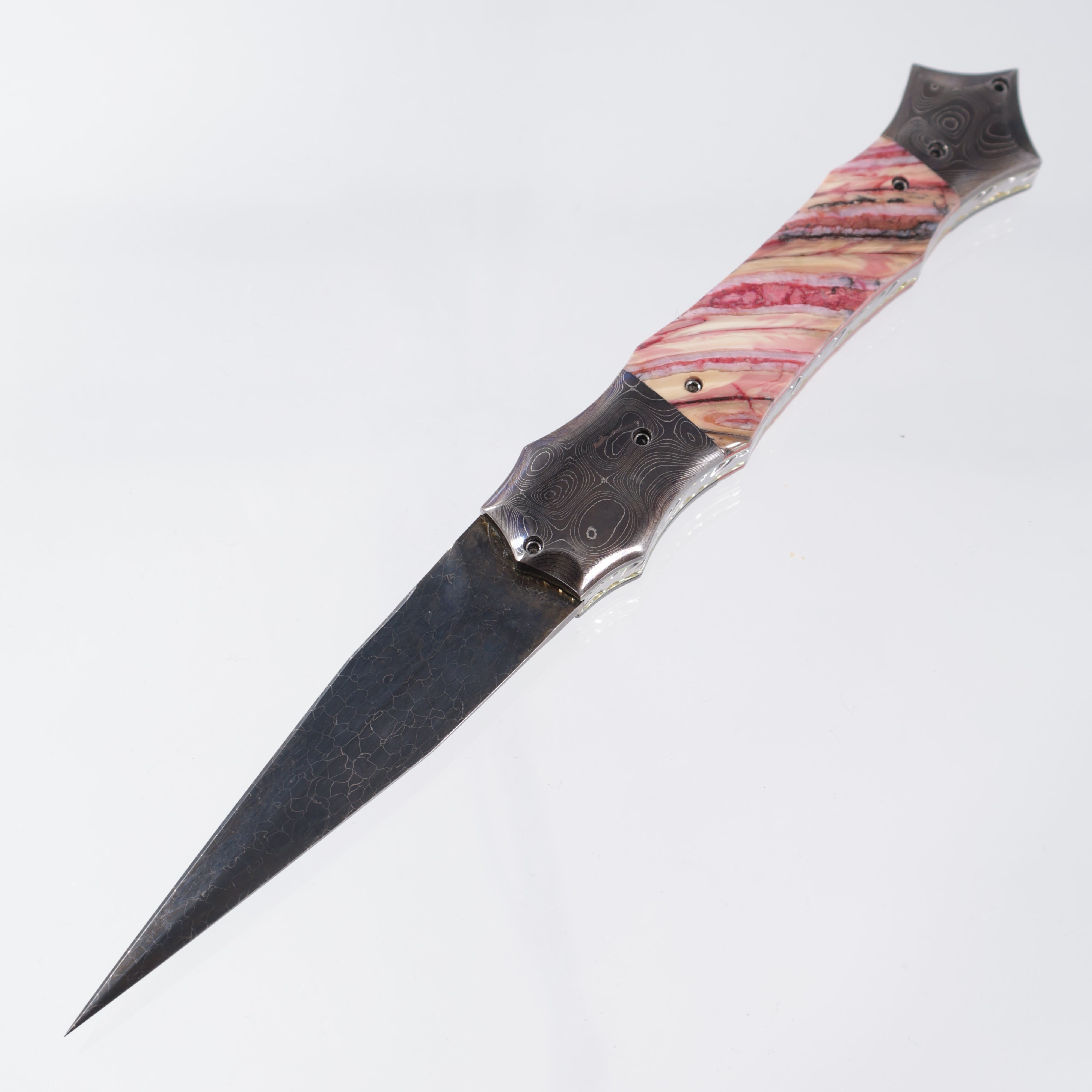 Rainy Vallotton Hell Razor Custom - Dragonskin Damascus - Mammoth Molar w/ Damascus Bolsters *PRE-OWNED*