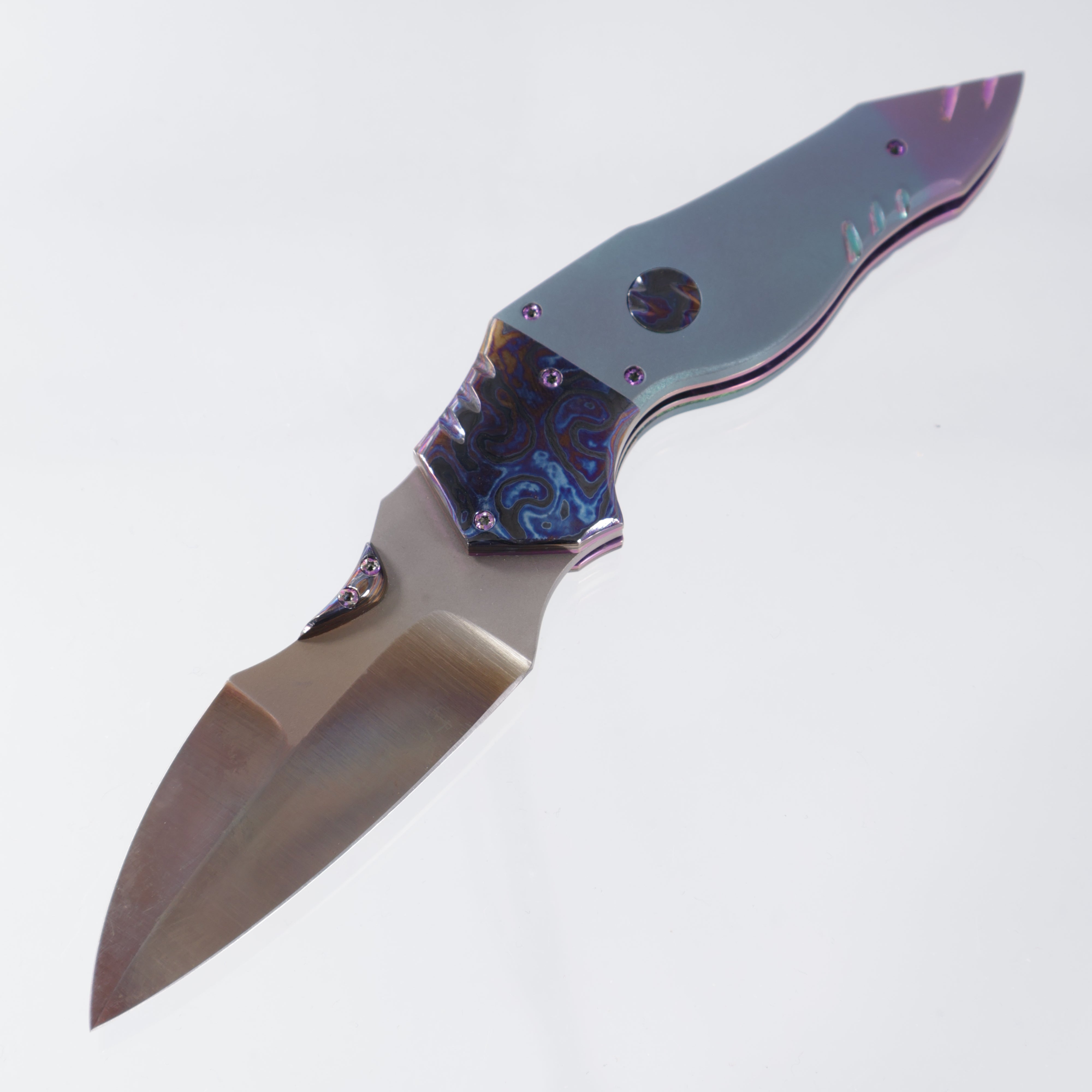 Brandon Valloton Acolyte Custom - Heat Bronzed Magnacut Blade - Titanium Scales w/ Black Dragon Timascus Bolsters *PRE-OWNED*