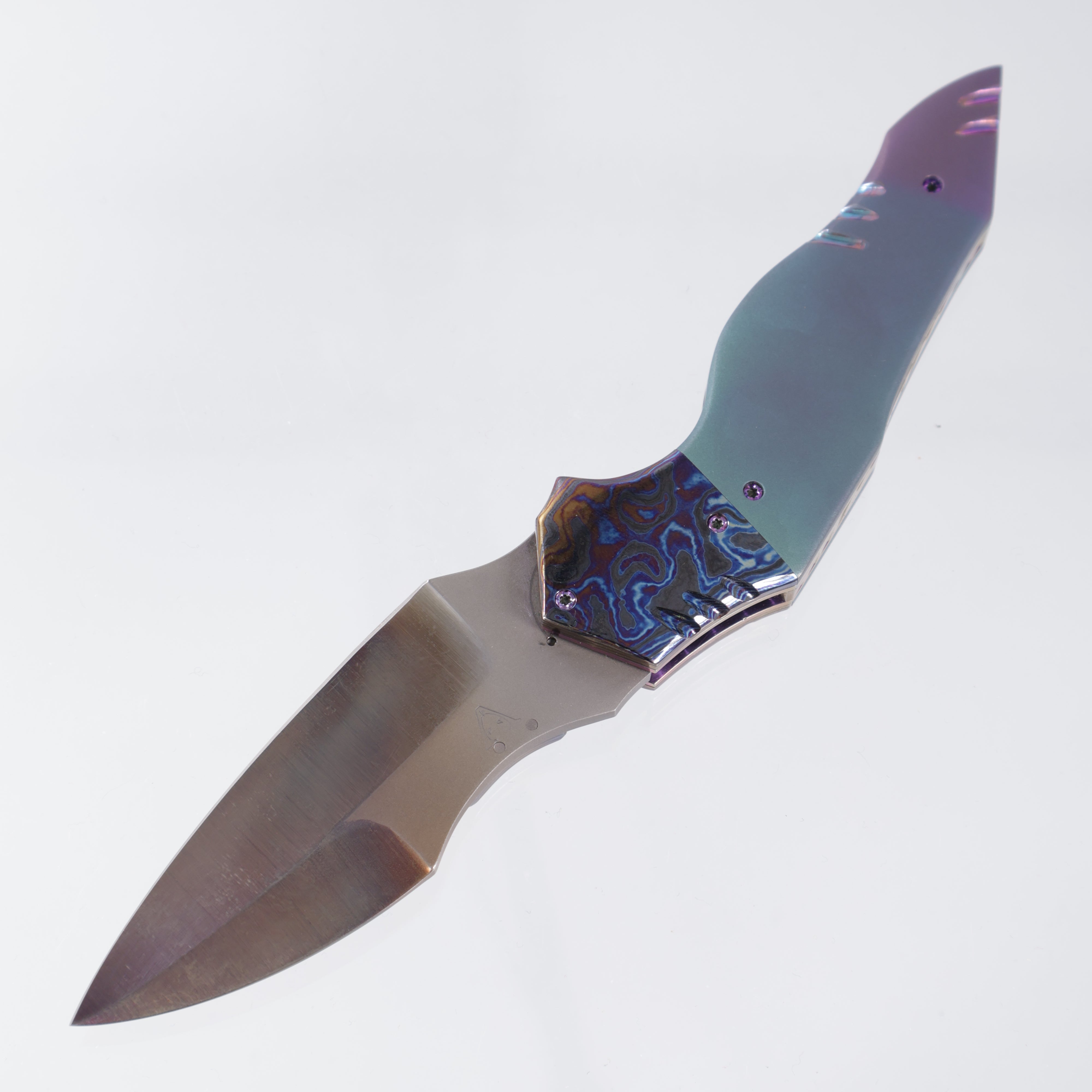 Brandon Valloton Acolyte Custom - Heat Bronzed Magnacut Blade - Titanium Scales w/ Black Dragon Timascus Bolsters *PRE-OWNED*