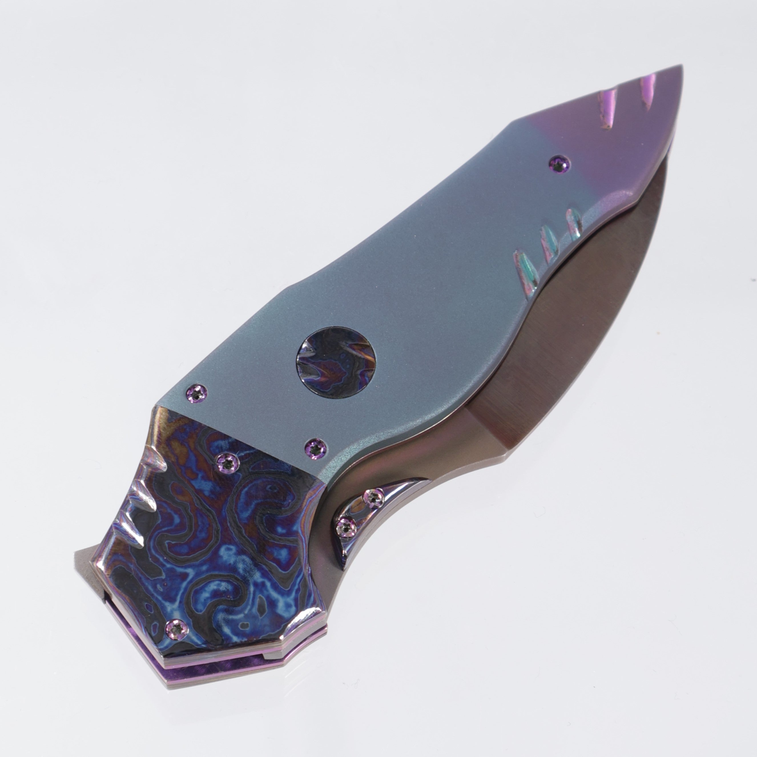 Brandon Valloton Acolyte Custom - Heat Bronzed Magnacut Blade - Titanium Scales w/ Black Dragon Timascus Bolsters *PRE-OWNED*