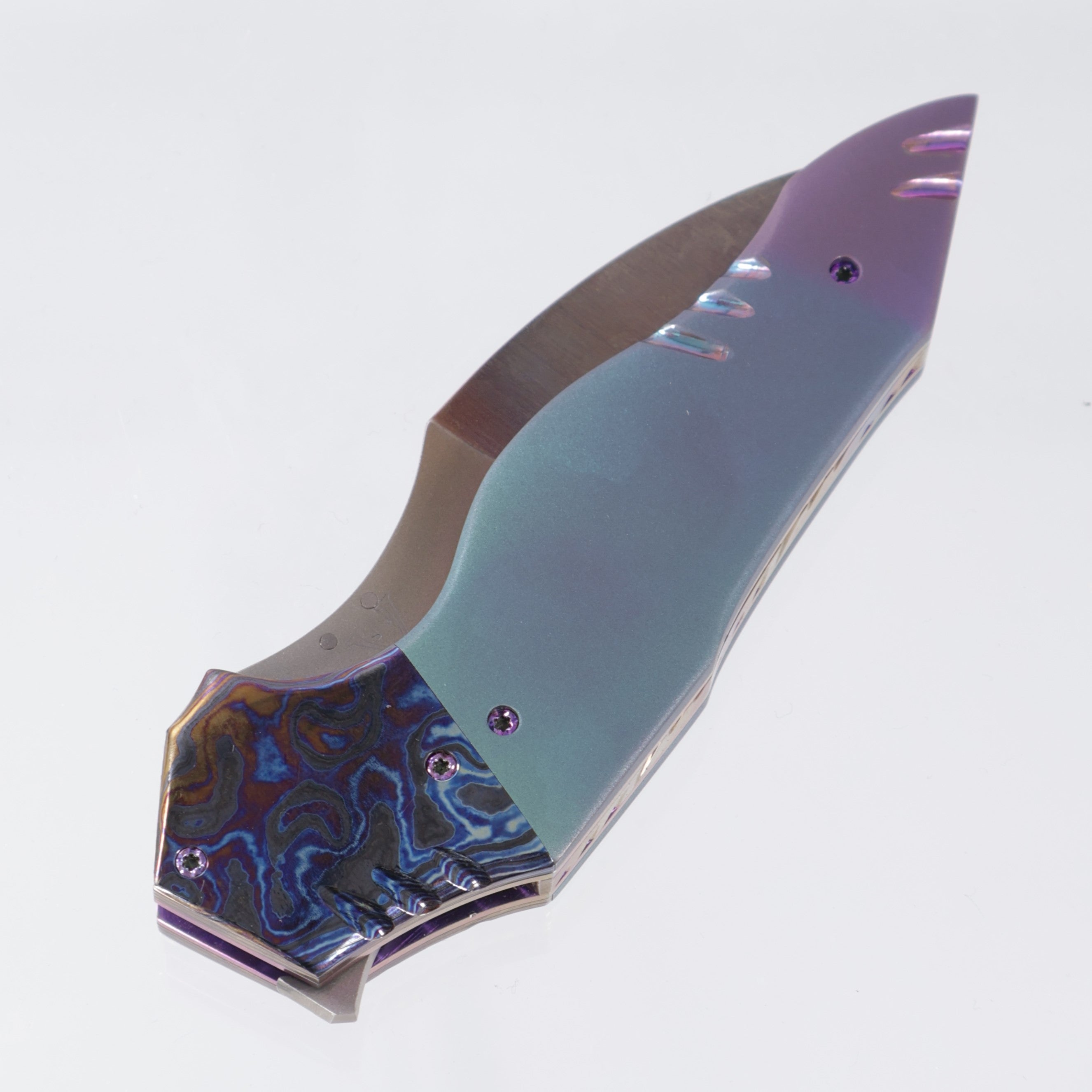 Brandon Valloton Acolyte Custom - Heat Bronzed Magnacut Blade - Titanium Scales w/ Black Dragon Timascus Bolsters *PRE-OWNED*