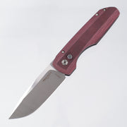 Pro-Tech Vero Synapse Auto - Burgundy Micarta Lid w/ Pearl Button - Satin Magnacut - 2025 Synapse Custom 002 *PRE-OWNED*
