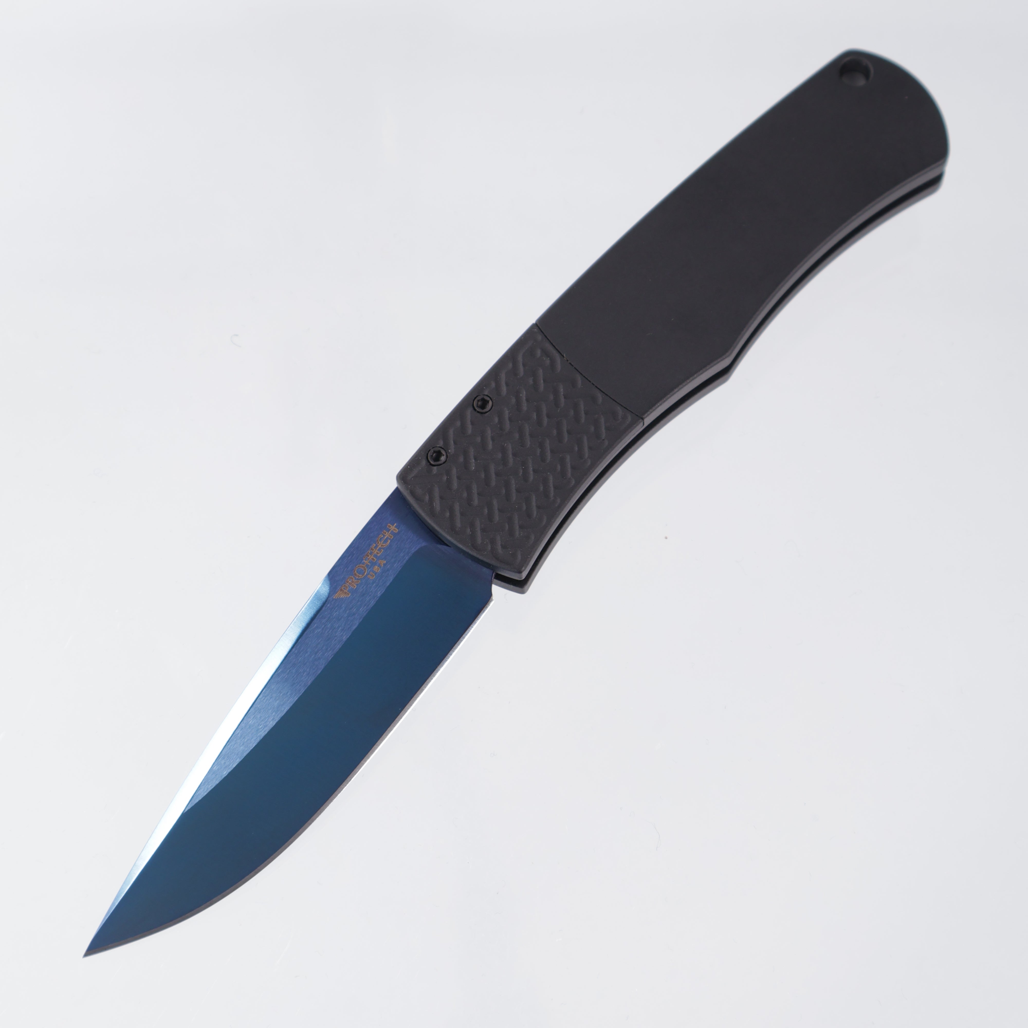 Pro-Tech Whiskers - Black Aluminum w/ Textured Bolster - Sapphire 154CM - BR-1 SB *PRE-OWNED*