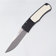 Pro-Tech Whiskers Tuxedo - Black Aluminum w/ Ivory Micarta Inlay & Textured Bolster - Stonewash 154CM - BR-1.51 *PRE-OWNED*