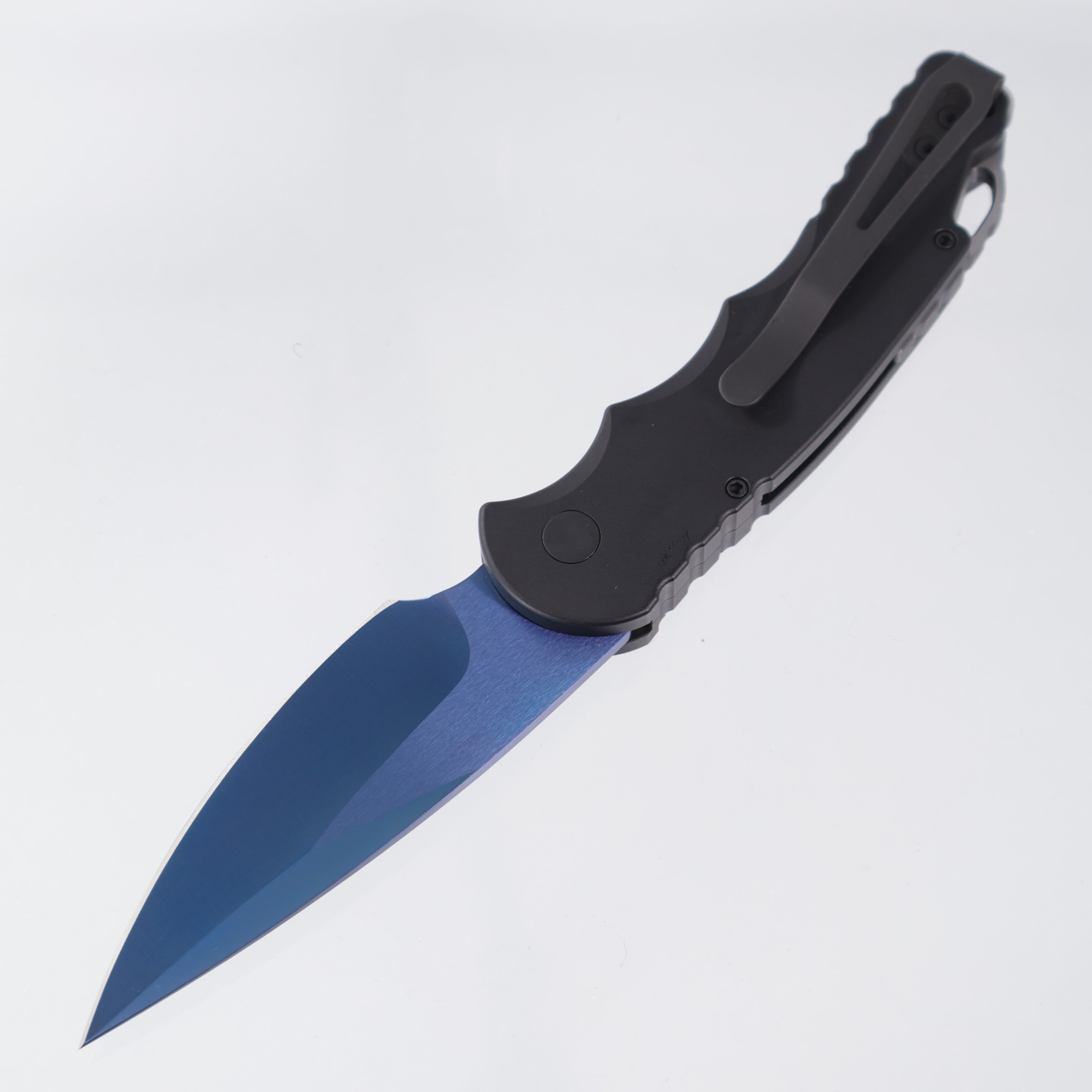 Pro-Tech TR-5 Sapphire - Black Aluminum w/ Abalone Button & Safety - Saphire 154CM - T503-SB *PRE-OWNED*