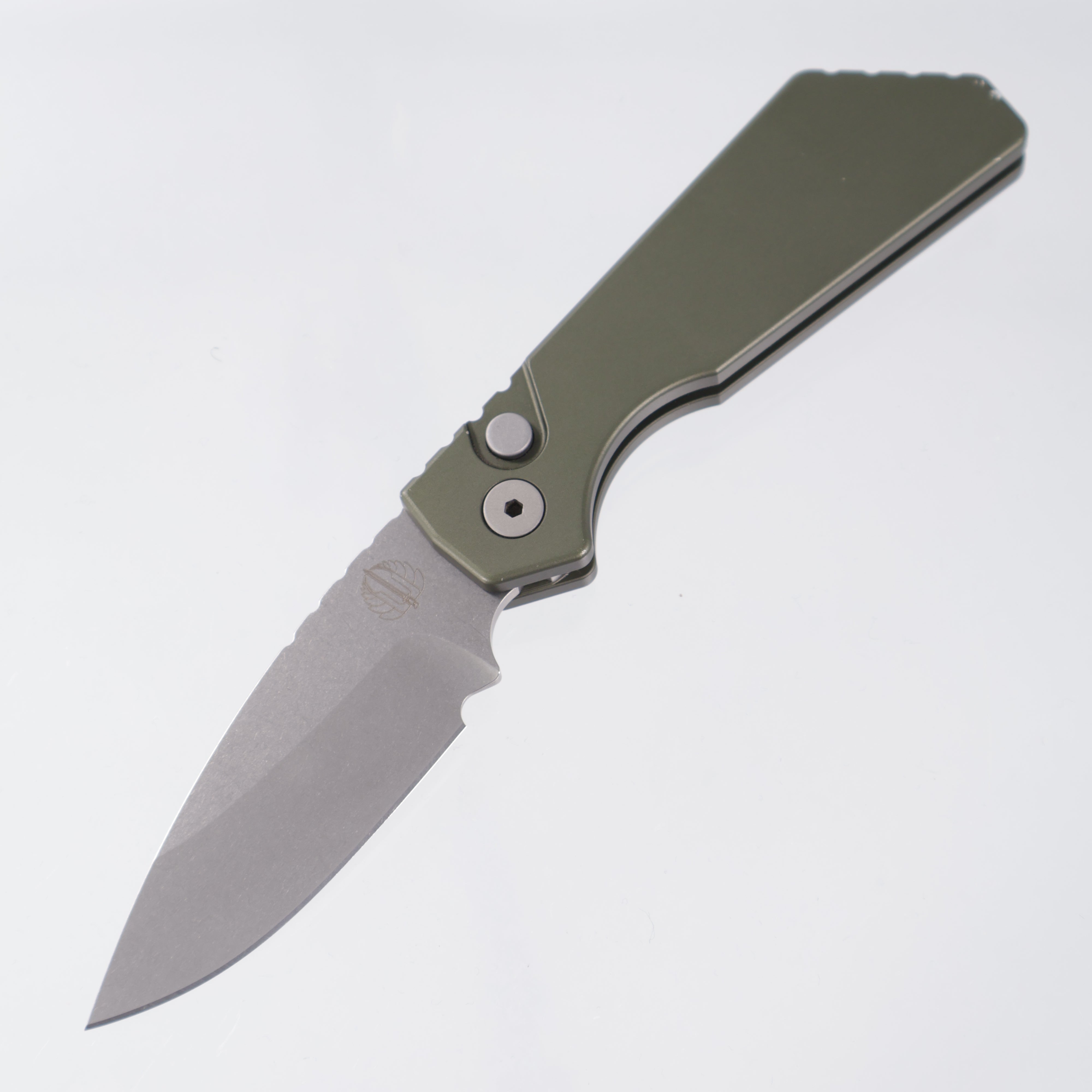 Pro-Tech Strider PT+ - Green Aluminum - Stonewash Magnacut - PT201-GREEN *PRE-OWNED*