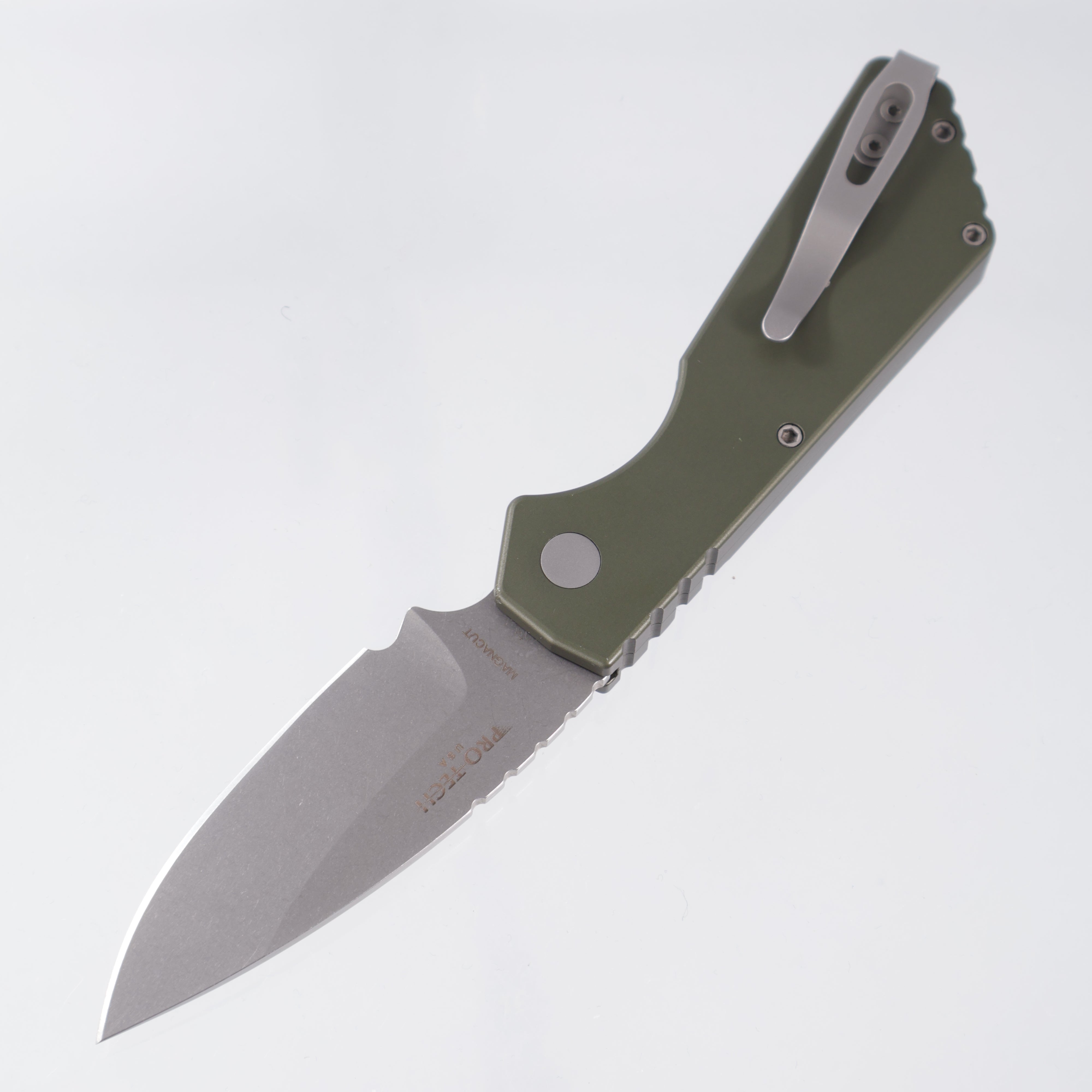 Pro-Tech Strider PT+ - Green Aluminum - Stonewash Magnacut - PT201-GREEN *PRE-OWNED*
