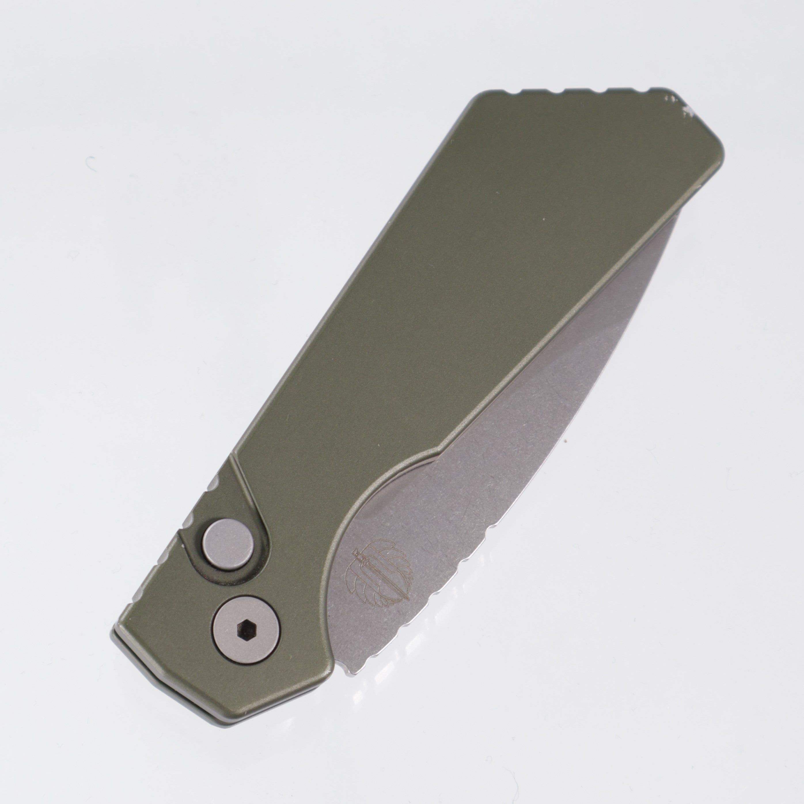 Pro-Tech Strider PT+ - Green Aluminum - Stonewash Magnacut - PT201-GREEN *PRE-OWNED*