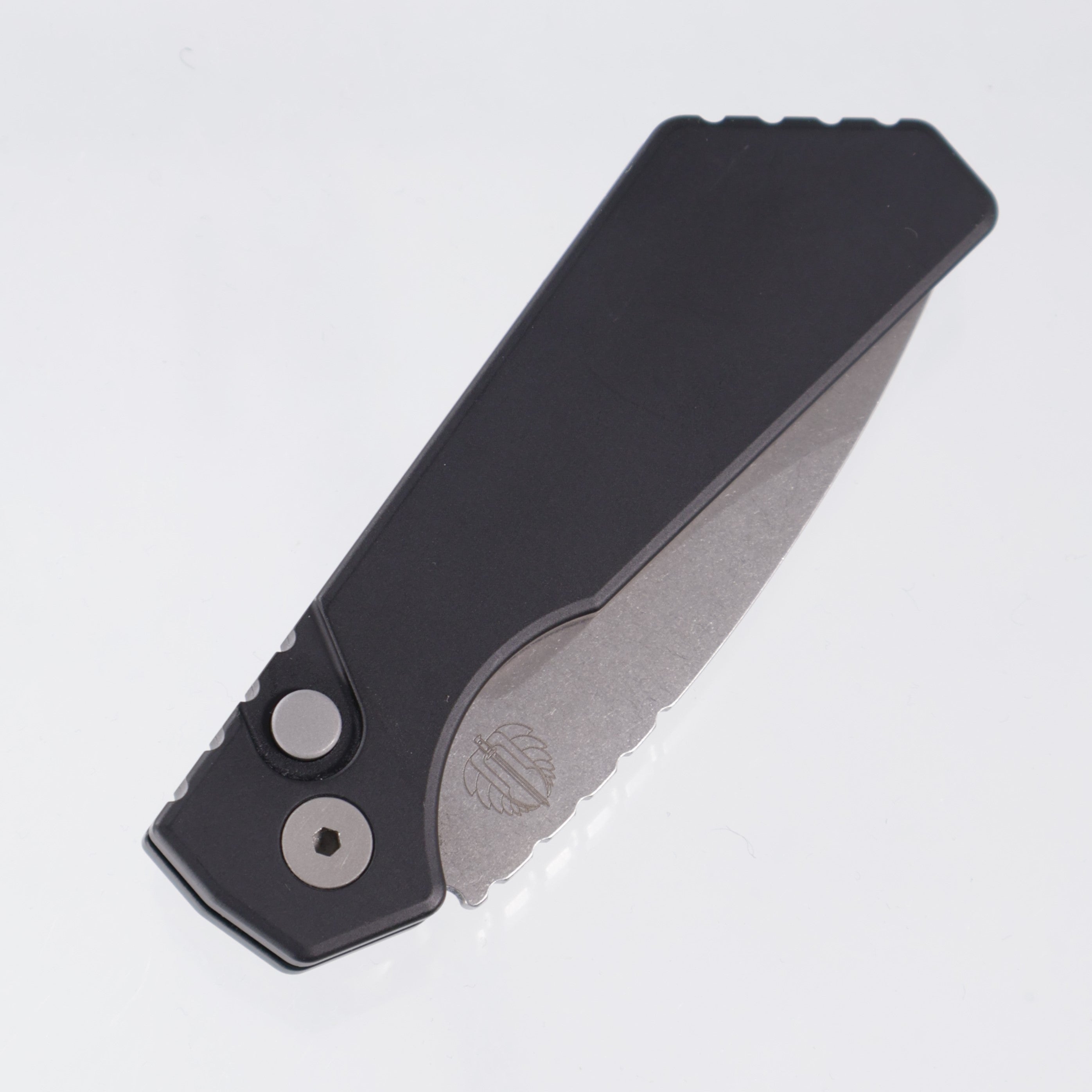 Pro-Tech Strider PT+ - Black Aluminum - Stonewash Magnacut - PT201 *PRE-OWNED*