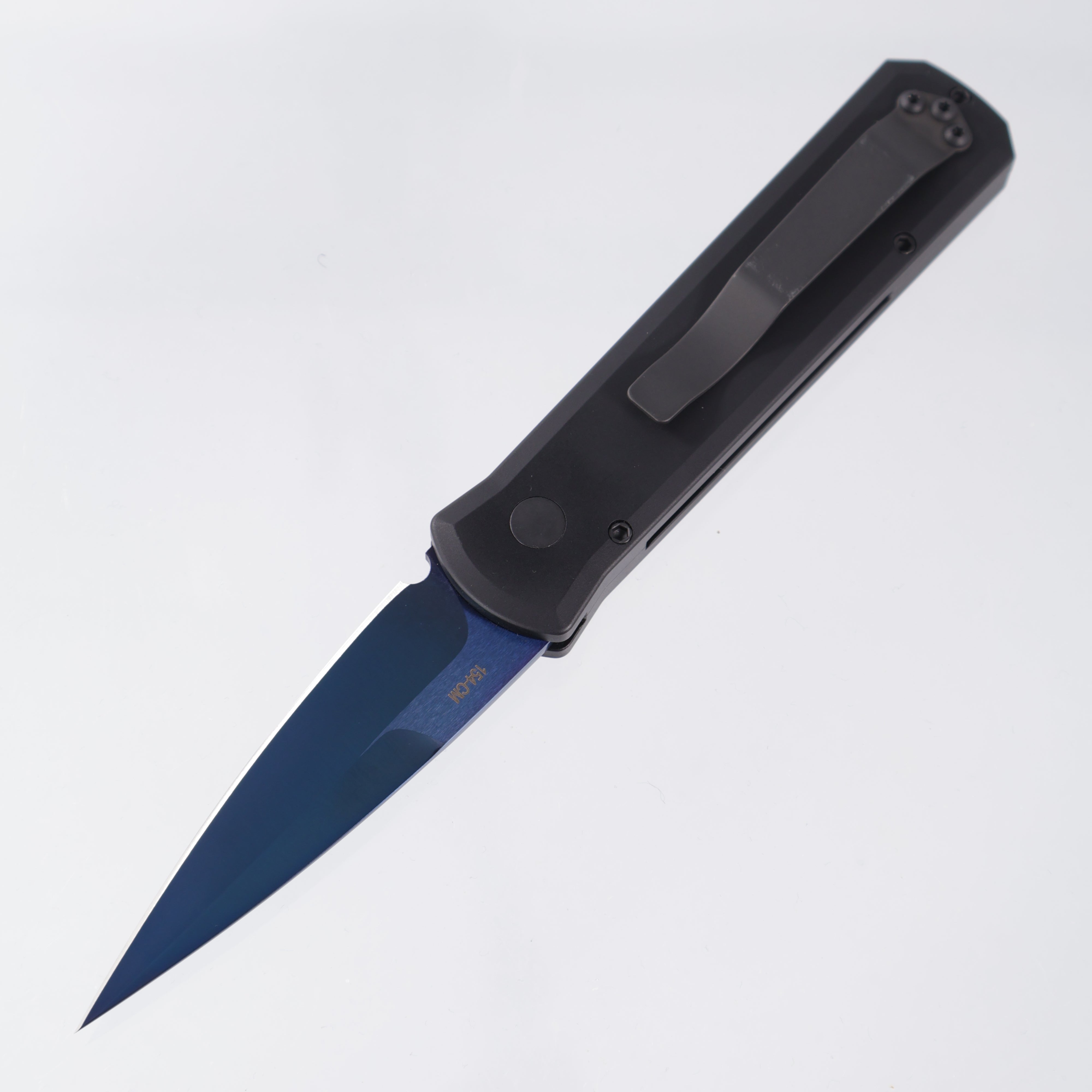 Pro-Tech Godson - Black Aluminum w/ Abalone Button - Sapphire PVD 154-CM - 721-SB *PRE-OWNED*