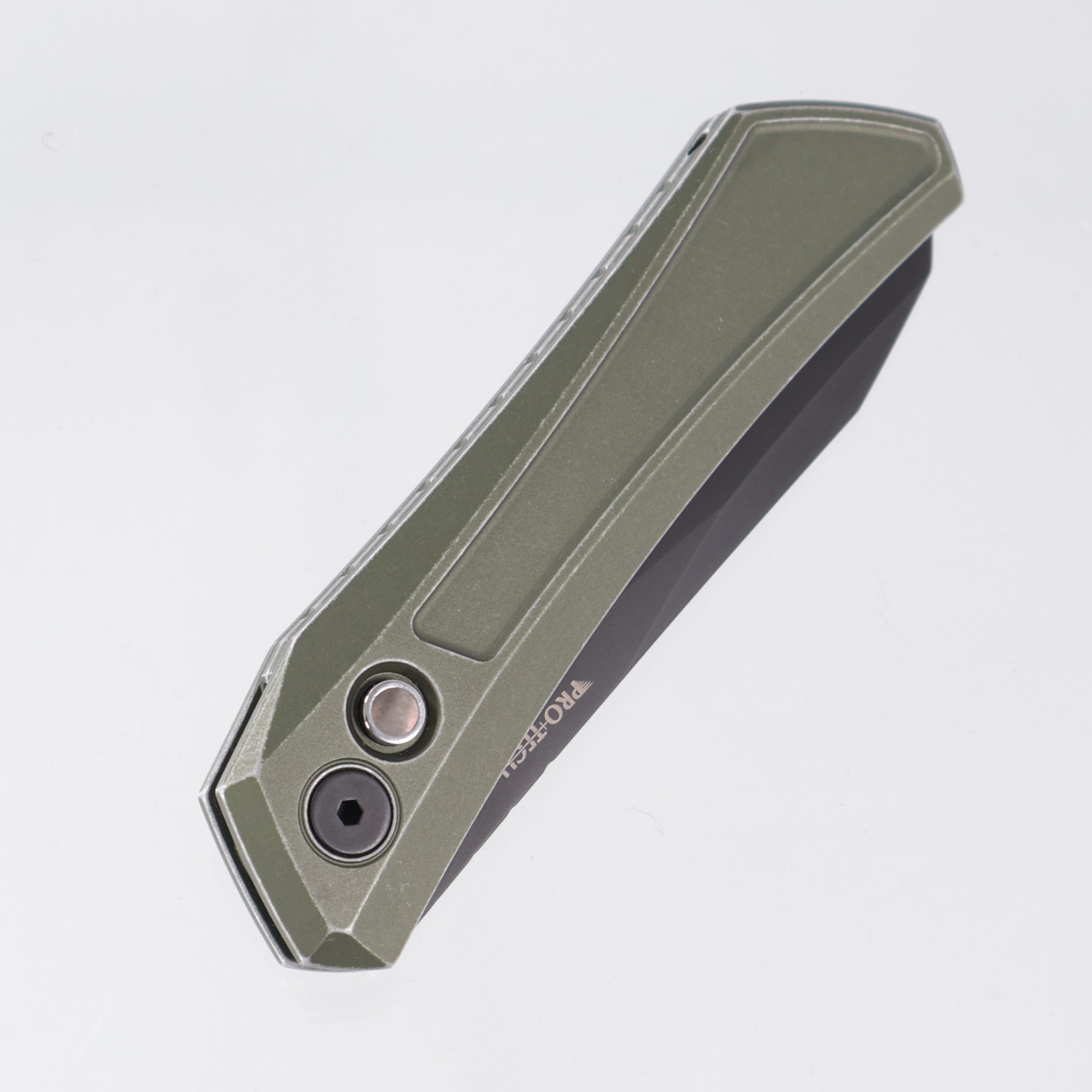 Pro-Tech Oligarch - Green Battleworn Aluminum w/ Black Lip Pearl Button - DLC Magnacut - BSA25.Oligarch.1 *PRE-OWNED*