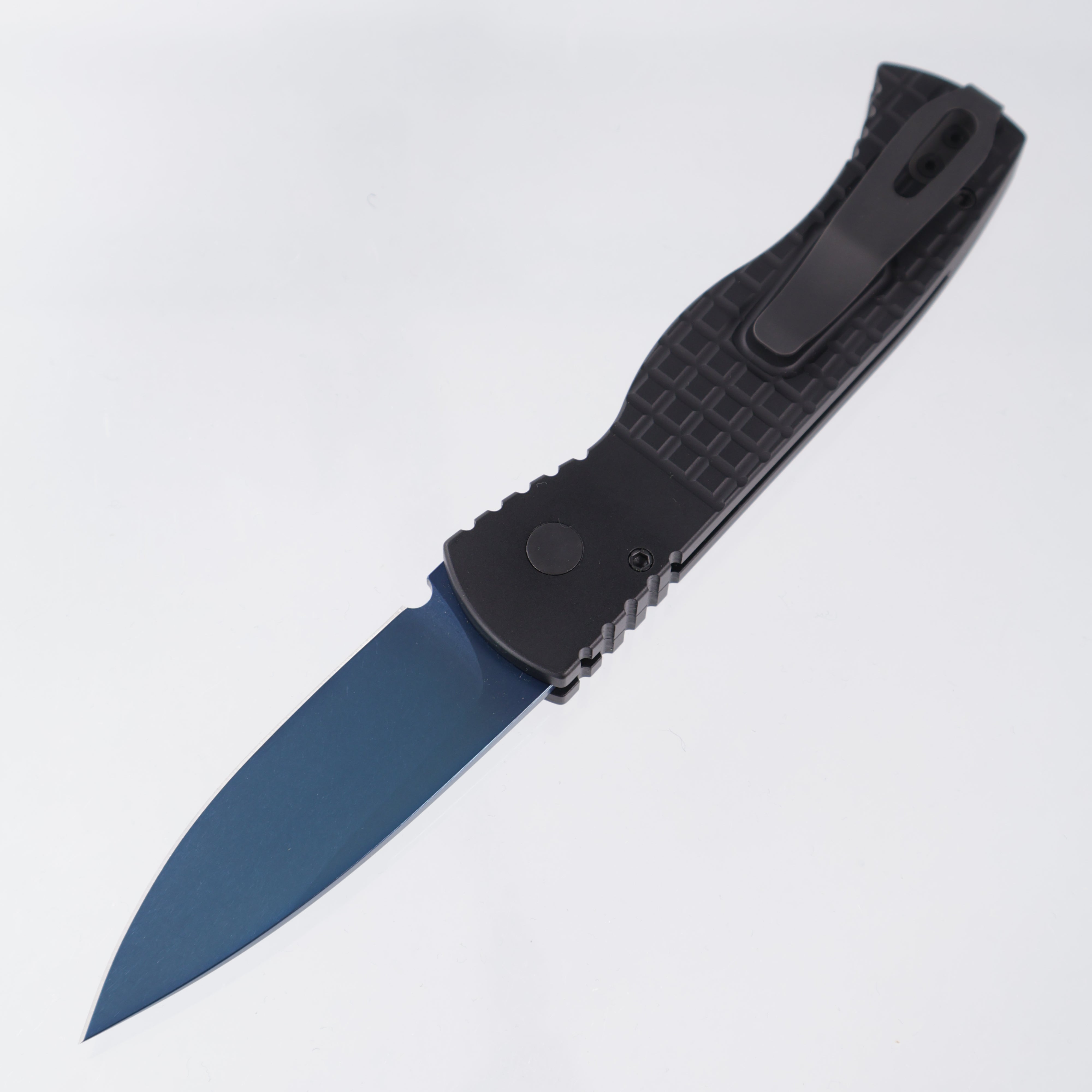 Pro-Tech TR-2 MEFP - Black Aluminum w/ Frag Pattern & Abalone Button - Sapphire Magnacut - ME.TR2.3 SB *PRE-OWNED*