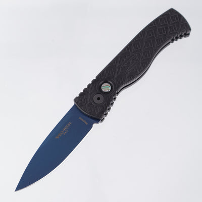 Pro-Tech TR-2 - Black Aluminum w/ Nexus “since 1999” Texture & Abalone Button - Sapphire Magnacut - T206-SB Nexus *PRE-OWNED*