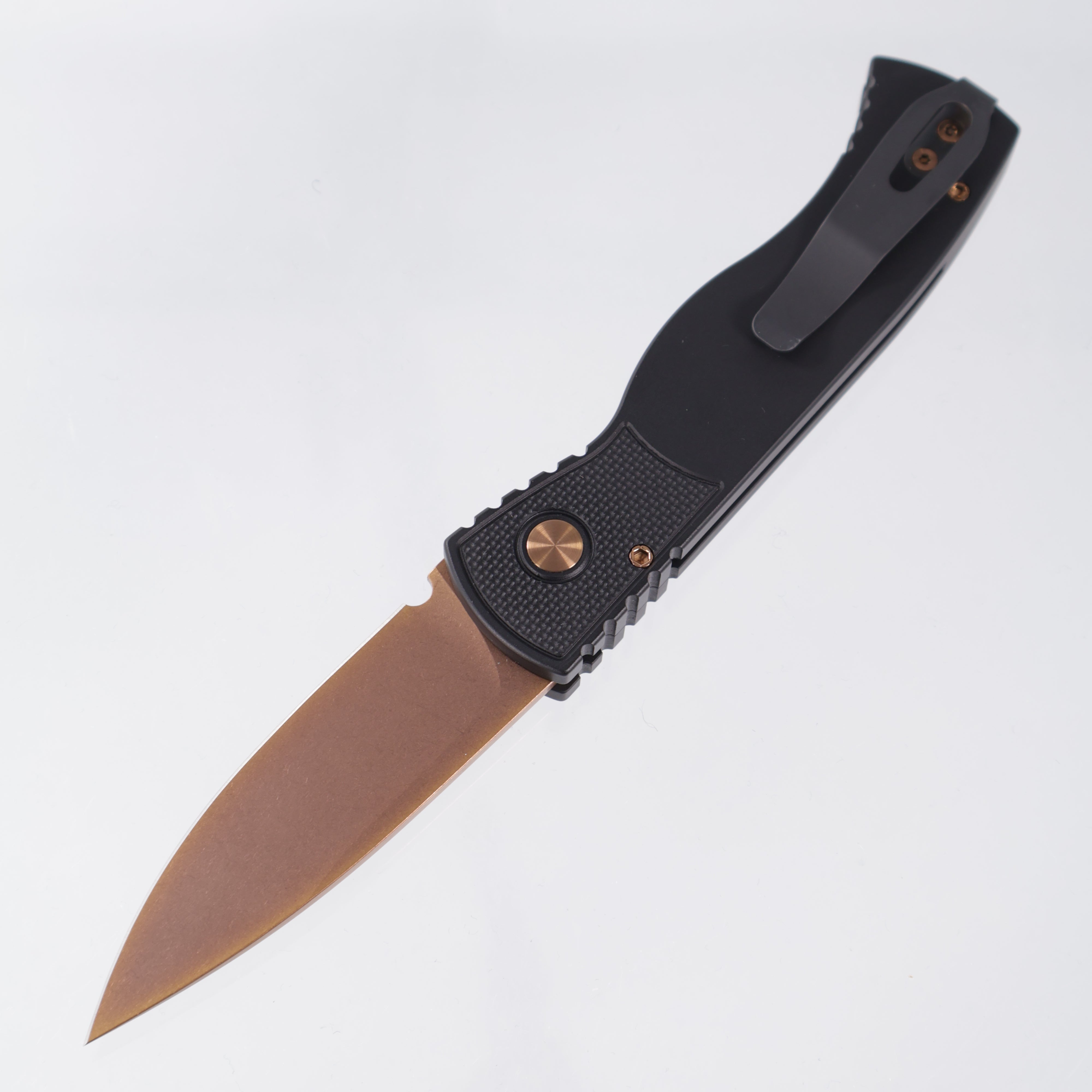 Pro-Tech TR-2 - Black Aluminum w/ Textured Corners - Rose Gold Magnacut - T203-RG *PRE-OWNED*