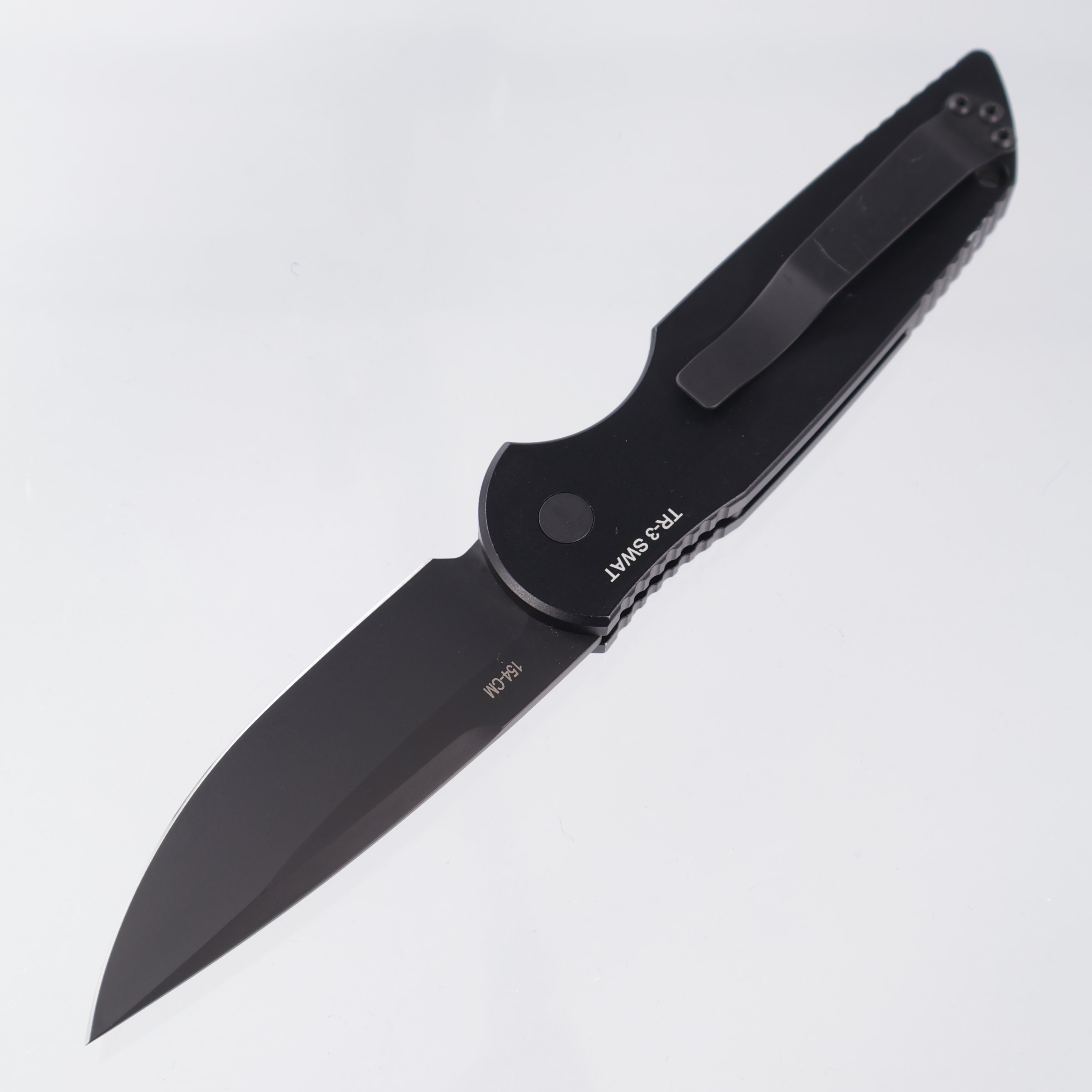 Pro-Tech TR-3 SWAT - Black Aluminum w/ Grooves - DLC 154CM *PRE-OWNED*