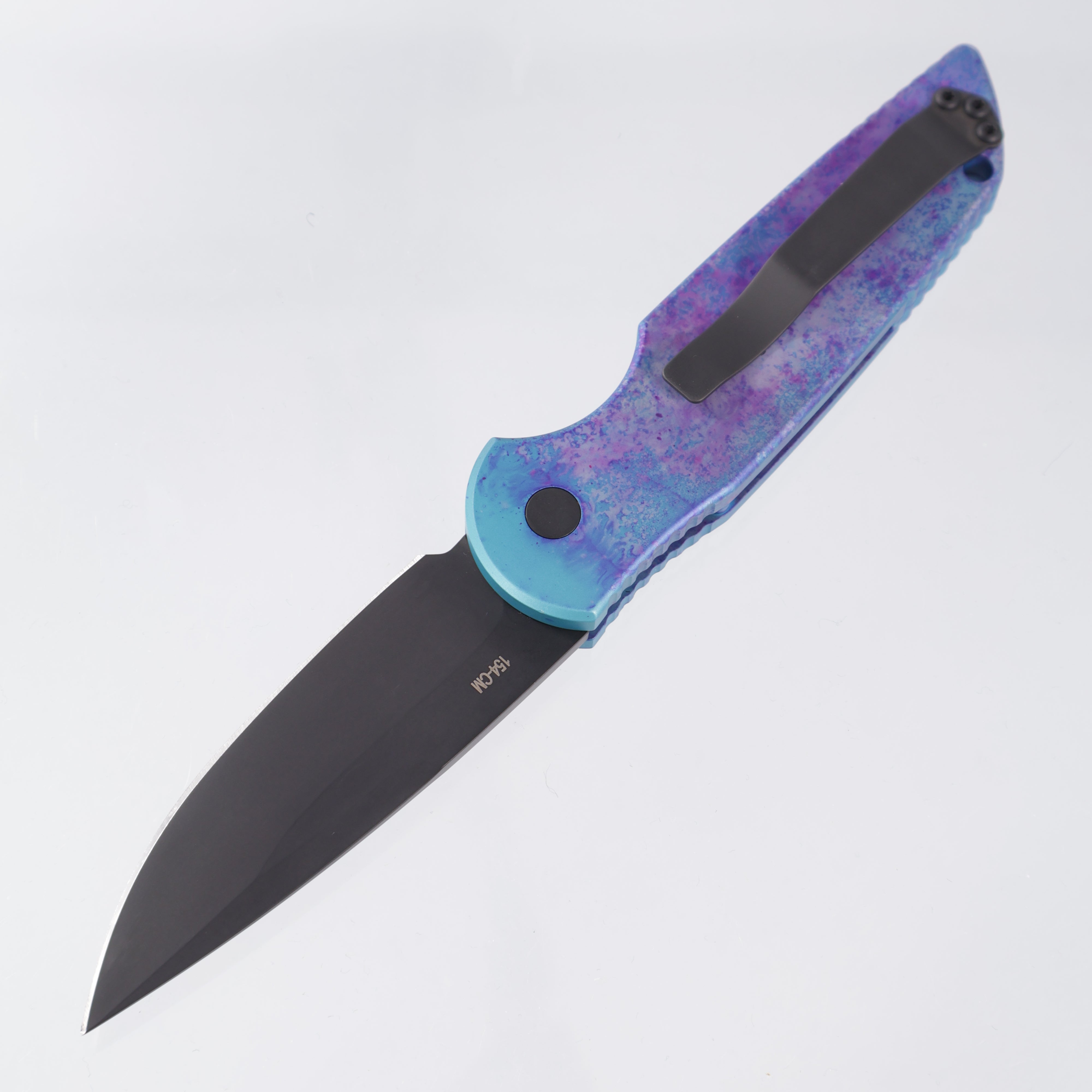 Pro-Tech TR-3 - Jazz Anodization Aluminum w/ Pearl Button - DLC 154CM - T3103-JAZZ *PRE-OWNED*