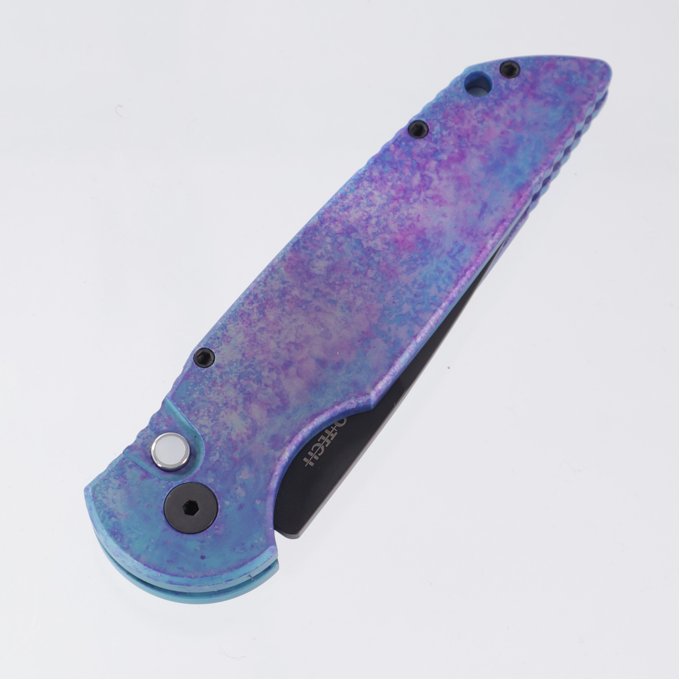 Pro-Tech TR-3 - Jazz Anodization Aluminum w/ Pearl Button - DLC 154CM - T3103-JAZZ *PRE-OWNED*