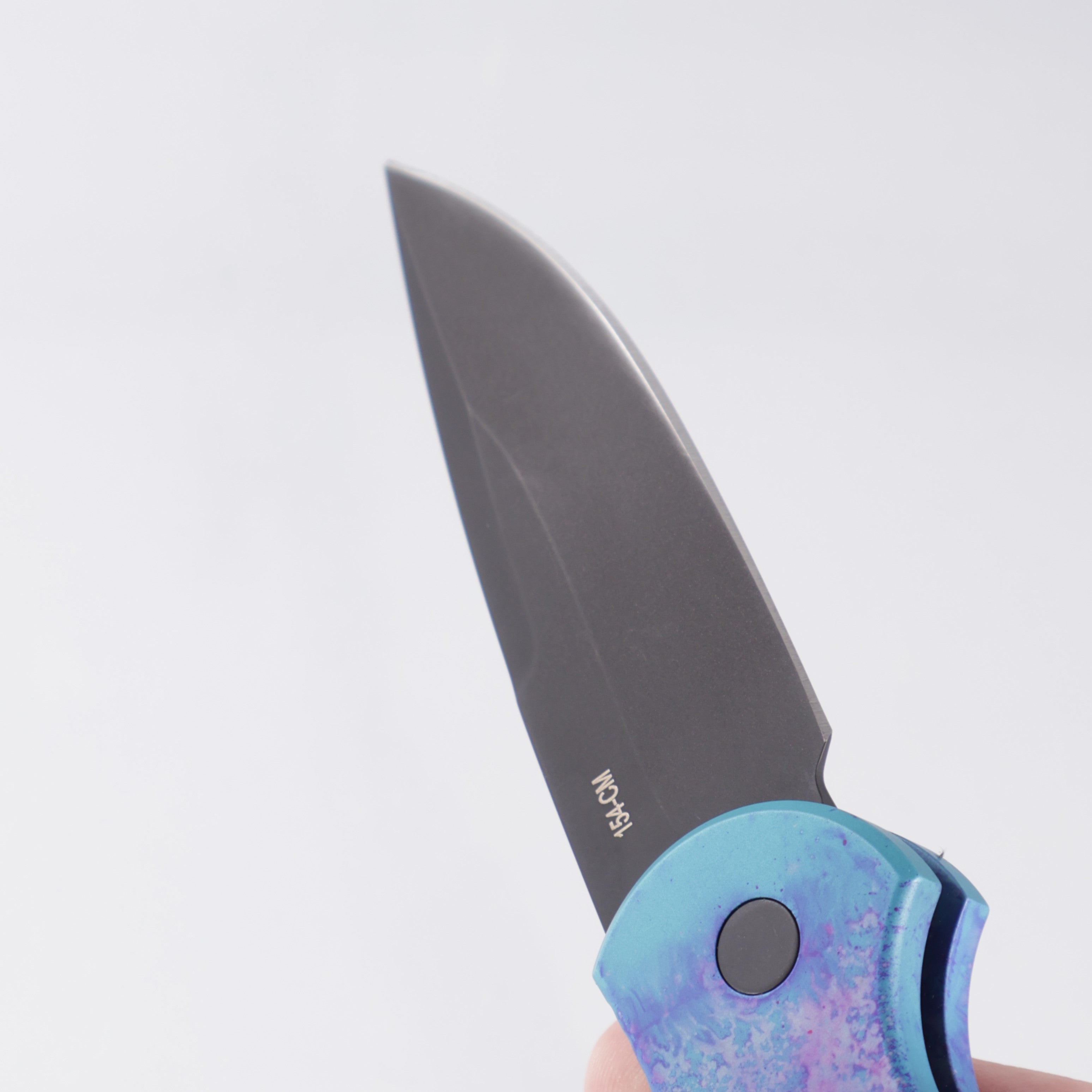 Pro-Tech TR-3 - Jazz Anodization Aluminum w/ Pearl Button - DLC 154CM - T3103-JAZZ *PRE-OWNED*