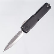 Microtech UTX-85 Gen IV Double Edge - Black Aluminum - Stonewash M390MK Full Serrate - 12324-12 *PRE-OWNED*