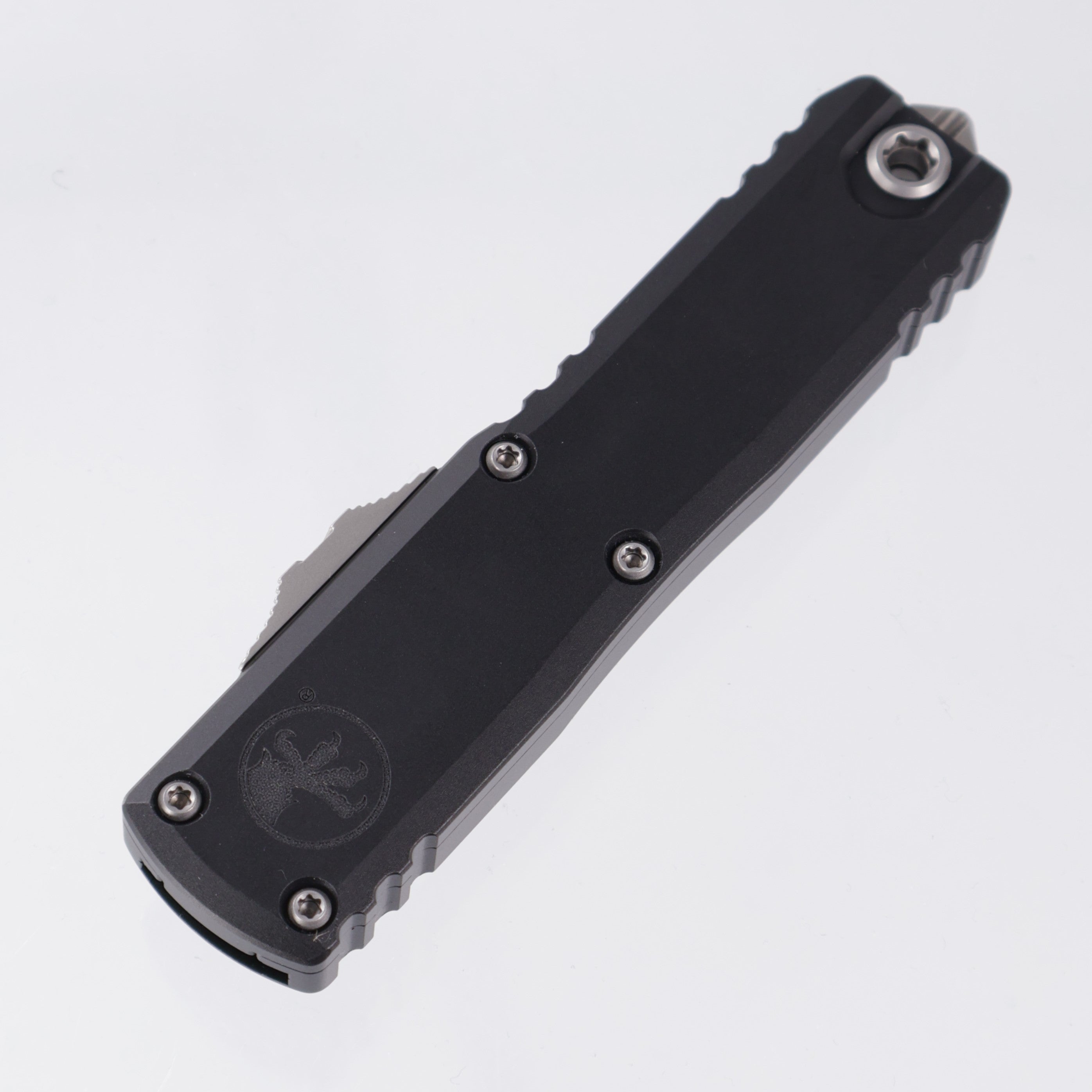 Microtech UTX-85 Gen IV Double Edge - Black Aluminum - Stonewash M390MK Full Serrate - 12324-12 *PRE-OWNED*