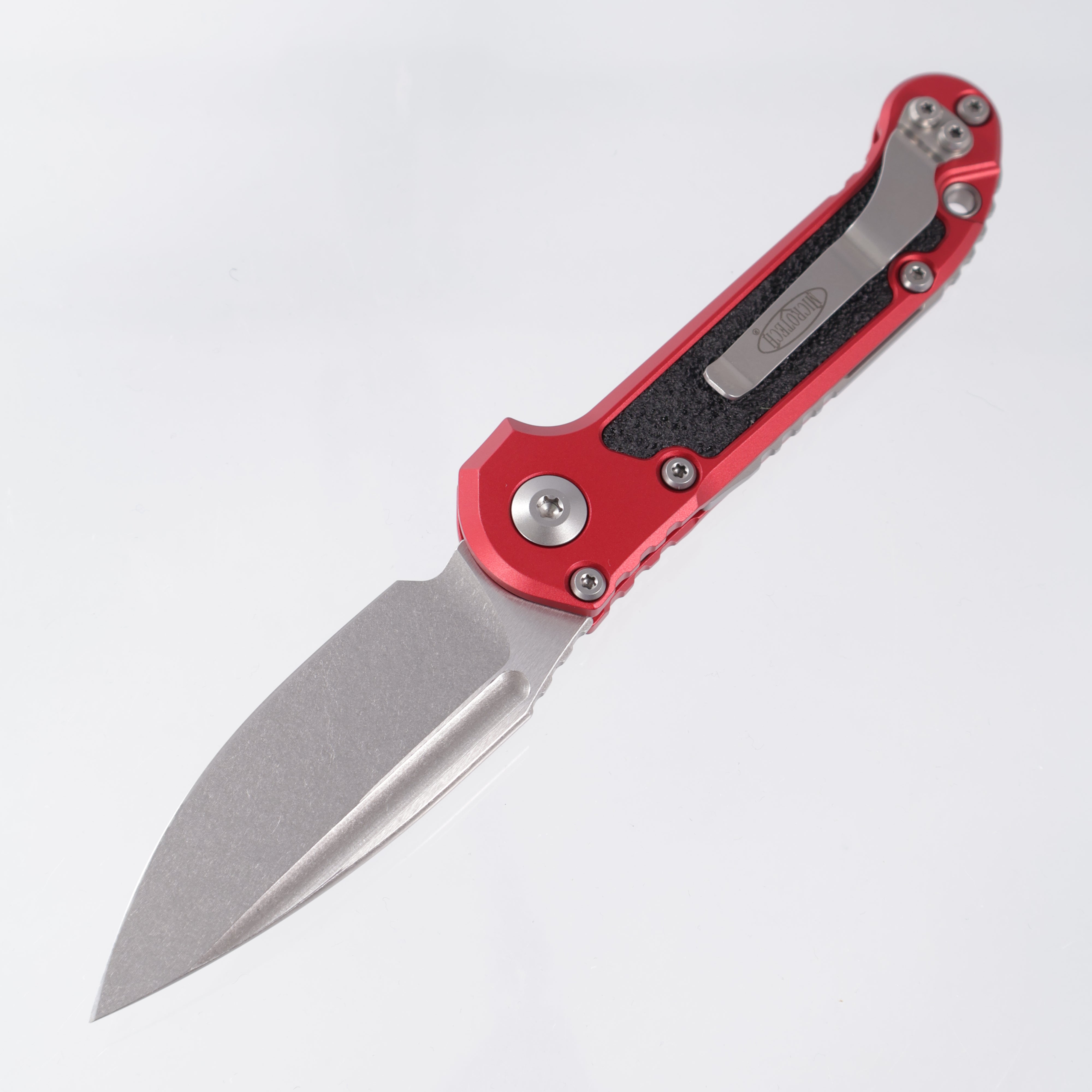 Microtech LUDT Gen III Single Edge - Red Aluminum w/ Traction Inlays - Stonewash M390MK - 1135-10 RD *PRE-OWNED*