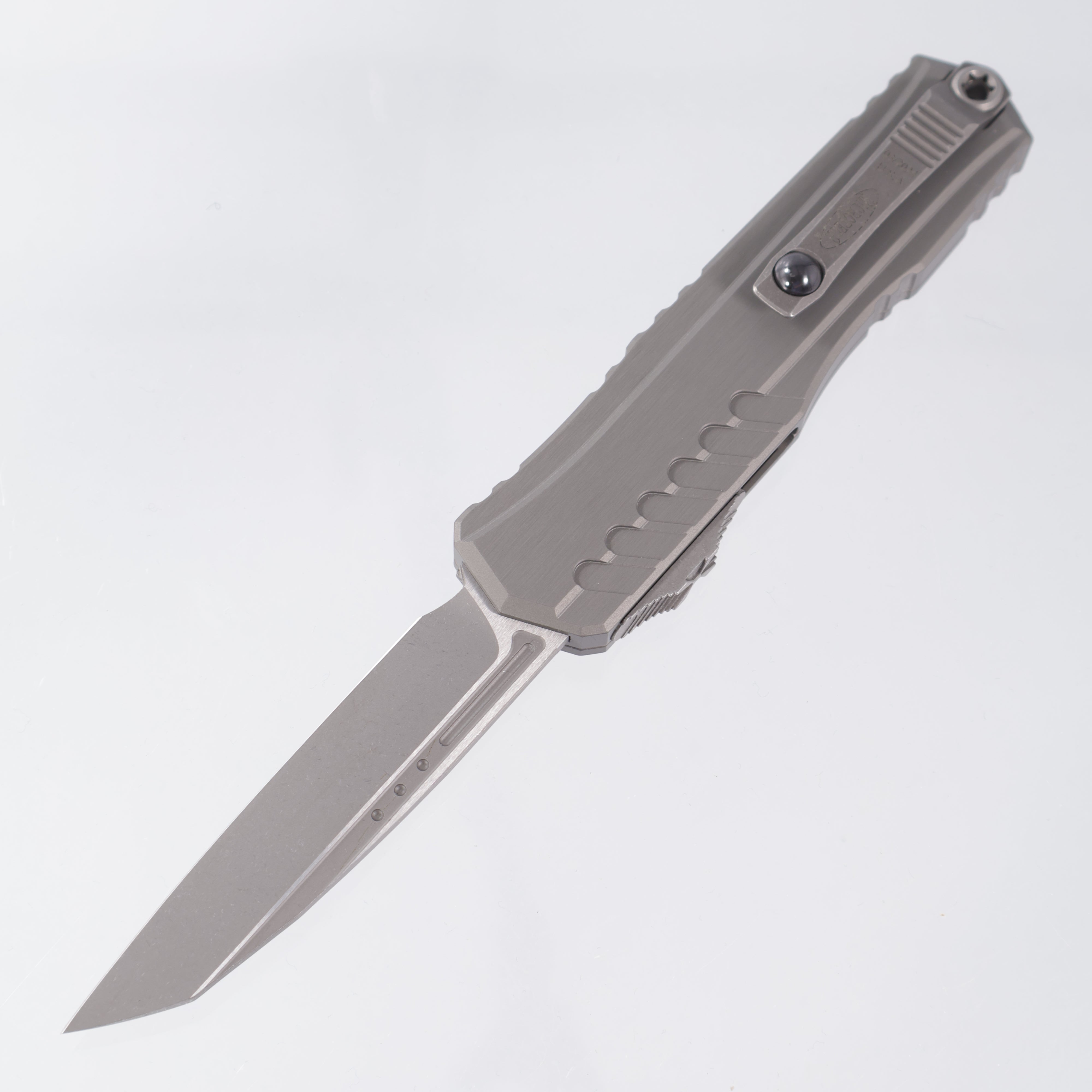 Microtech Cypher II Single Edge - Natural Clear Aluminum - Apocalyptic M390MK - 1241-10 APNC *PRE-OWNED*