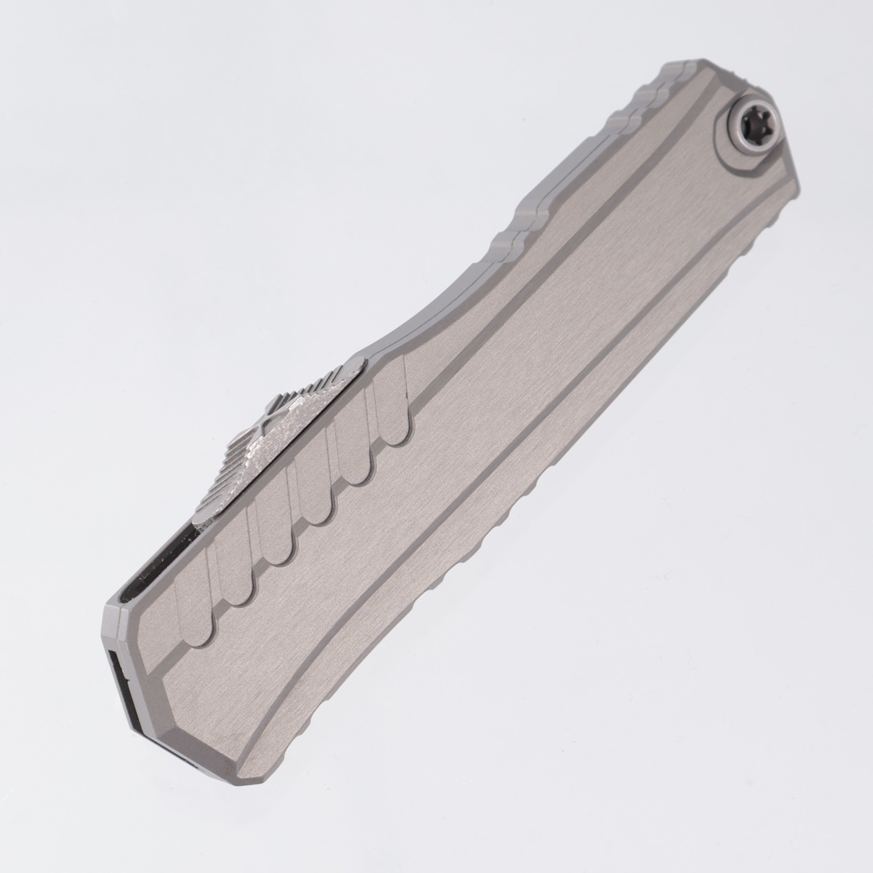 Microtech Cypher II Single Edge - Natural Clear Aluminum - Apocalyptic M390MK - 1241-10 APNC *PRE-OWNED*