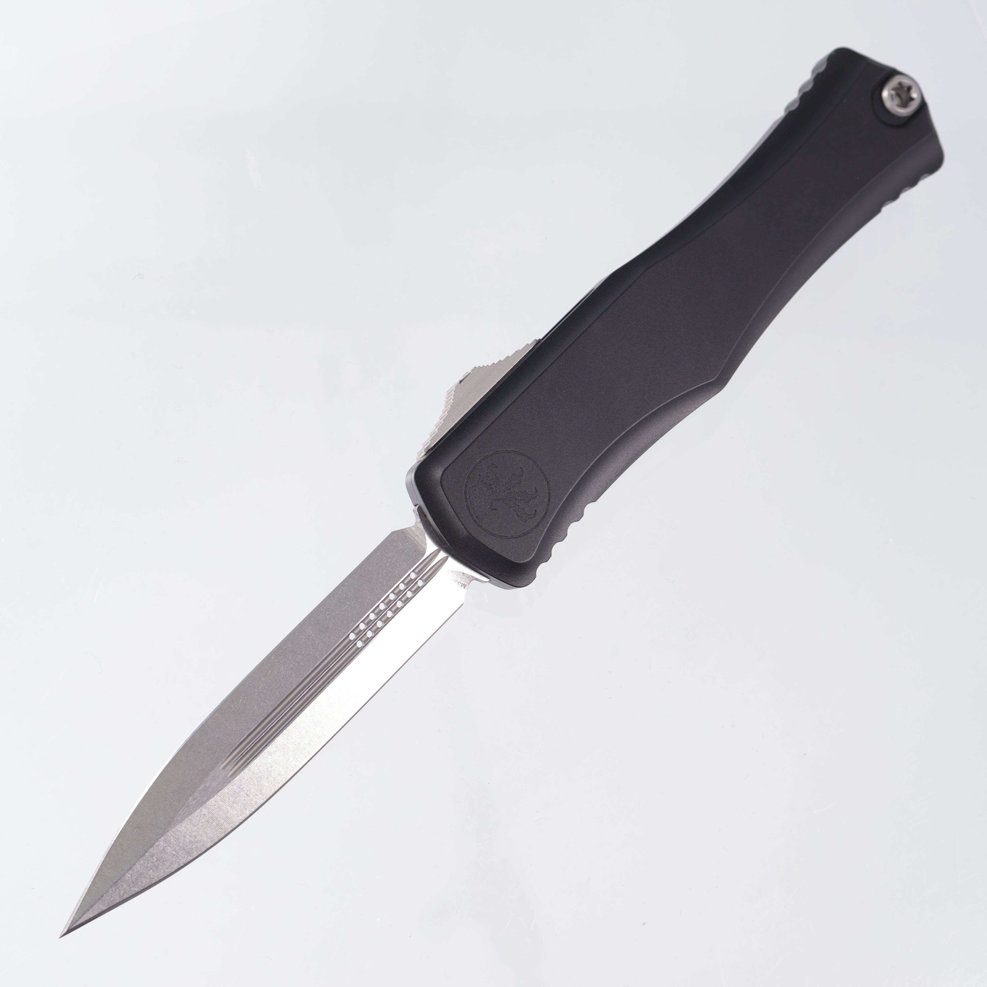 Microtech Hera II Double Edge - Black Aluminum - Stonewash M390MK - 1702-10 *PRE-OWNED*