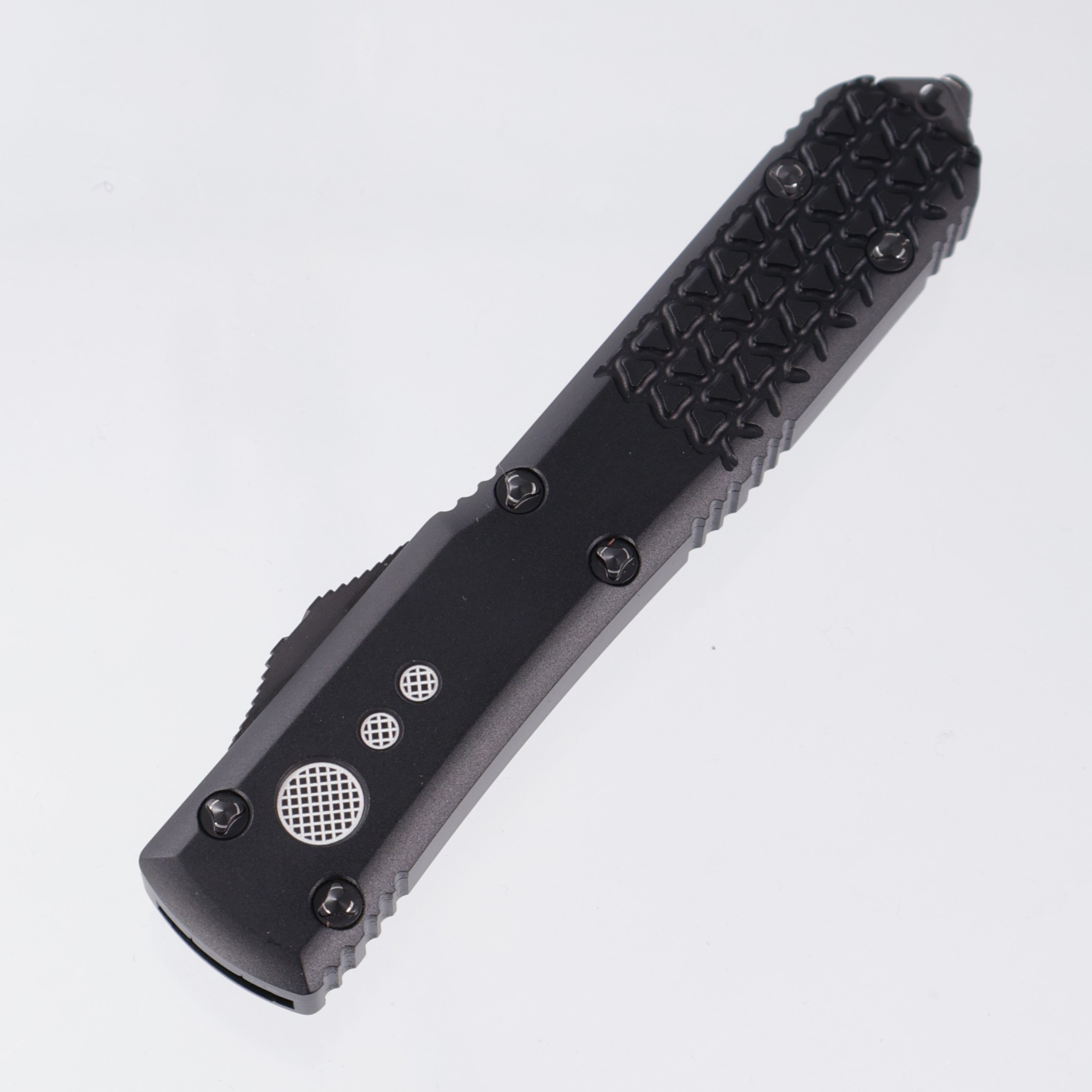 Microtech Ultratech Jedi Knight Double Edge - Black Auminum w/ Parital Tri-Grip Texture - Blue Blade - 122-1 JK *PRE-OWNED*