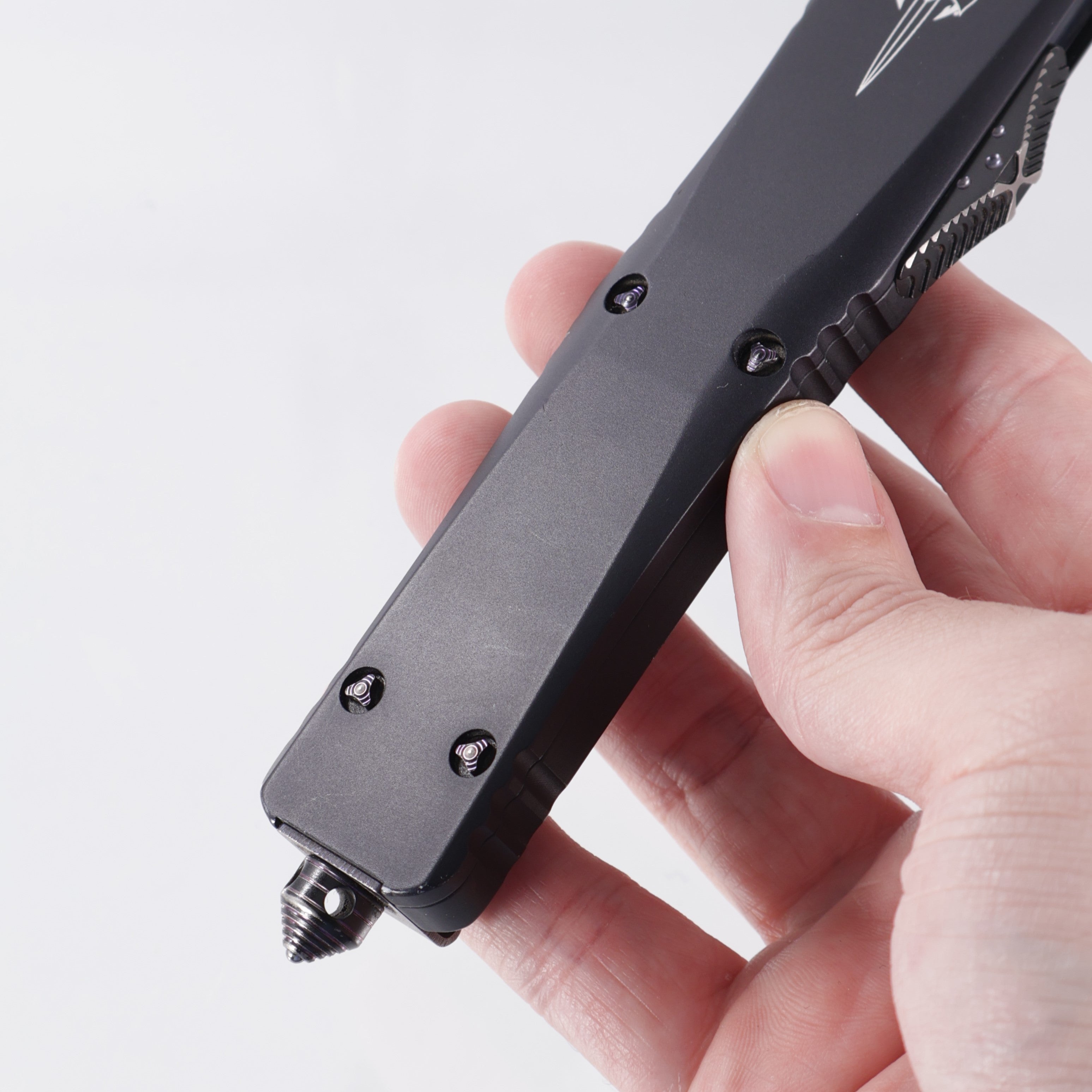 Marfione Custom Combat Troodon Interceptor - Anodized Alloy Chassis w/ Purple Haze Ringed Hardware - Dark Matter Blade *PRE-OWNED*