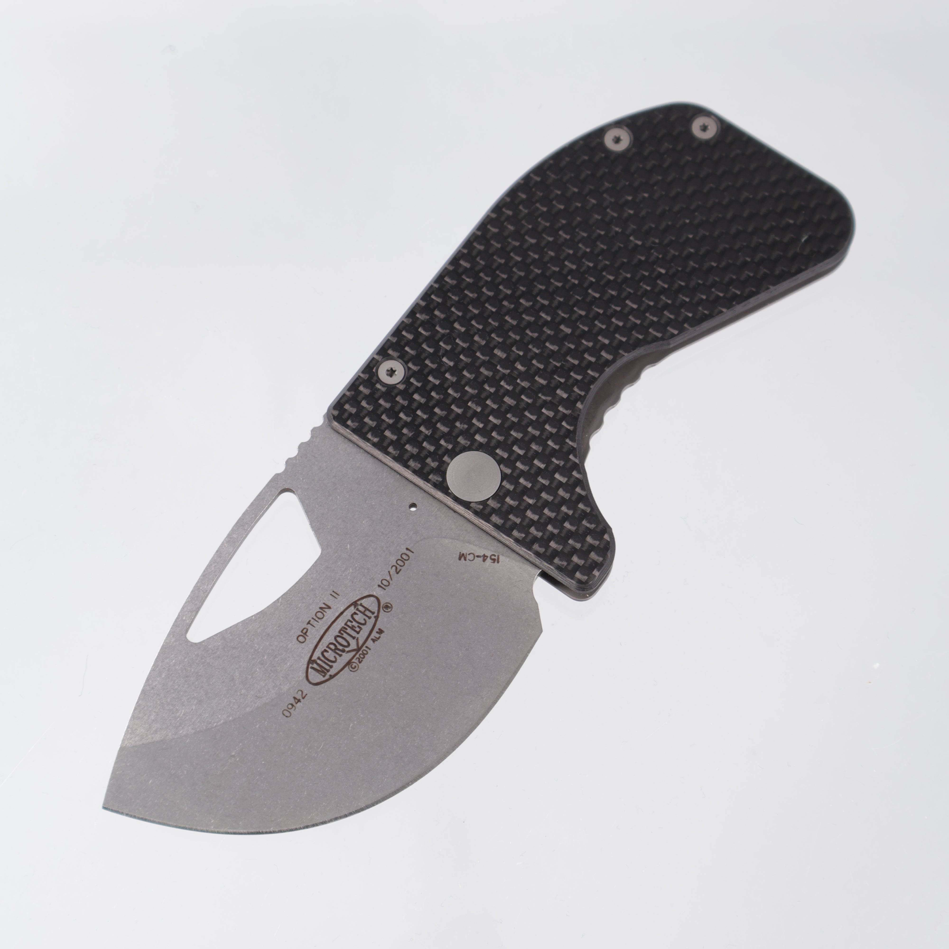 Microtech Option II - Carbon Fiber Scale w/ TItanium Lockside - Stonewash 154CM - 10/2001 Build *PRE-OWNED*
