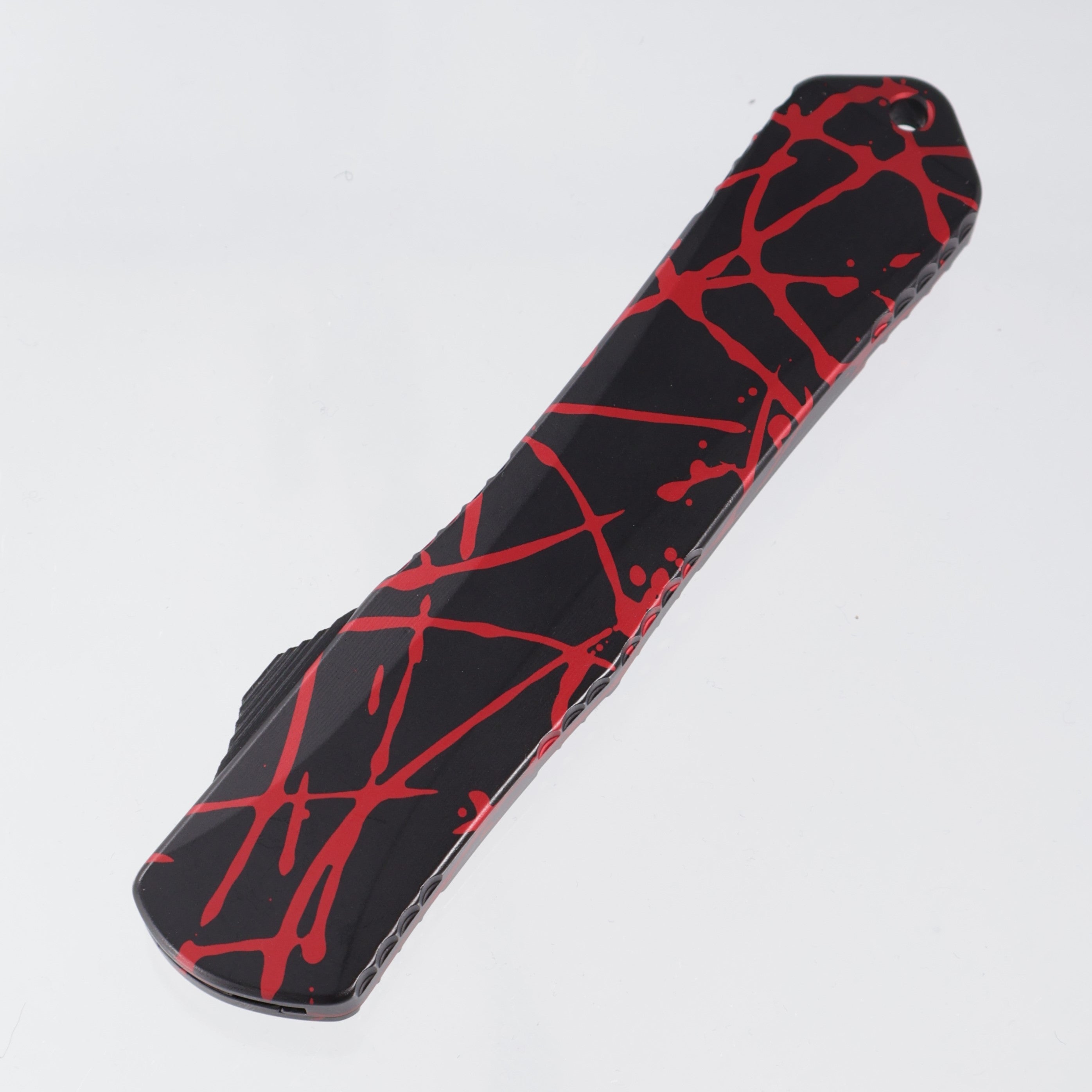Heretic Manticore X Double Edge - Black w/ Red Splash Pattern Aluminum - DLC S35VN - H032-6A-RS *PRE-OWNED*