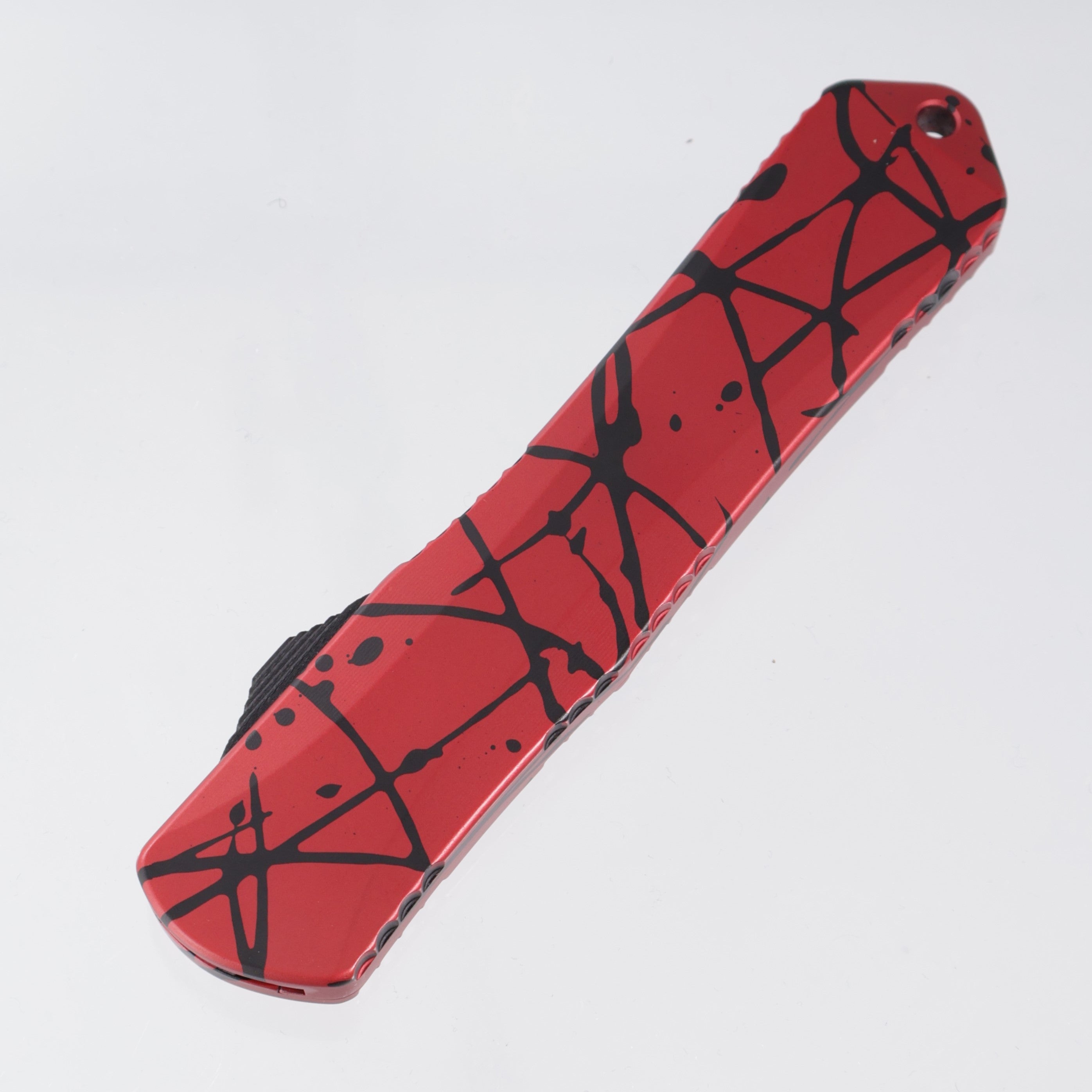 Heretic Manticore X Double Edge - Red w/ Black Splash Pattern Aluminum - DLC S35VN - H032-6A-REDBS *PRE-OWNED*