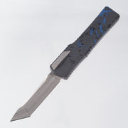 Heretic Cleric Tanto - Gray w/ Blue & Black Splash Pattern Aluminum - Stonewash 154CM - H015-2A-BS *PRE-OWNED*