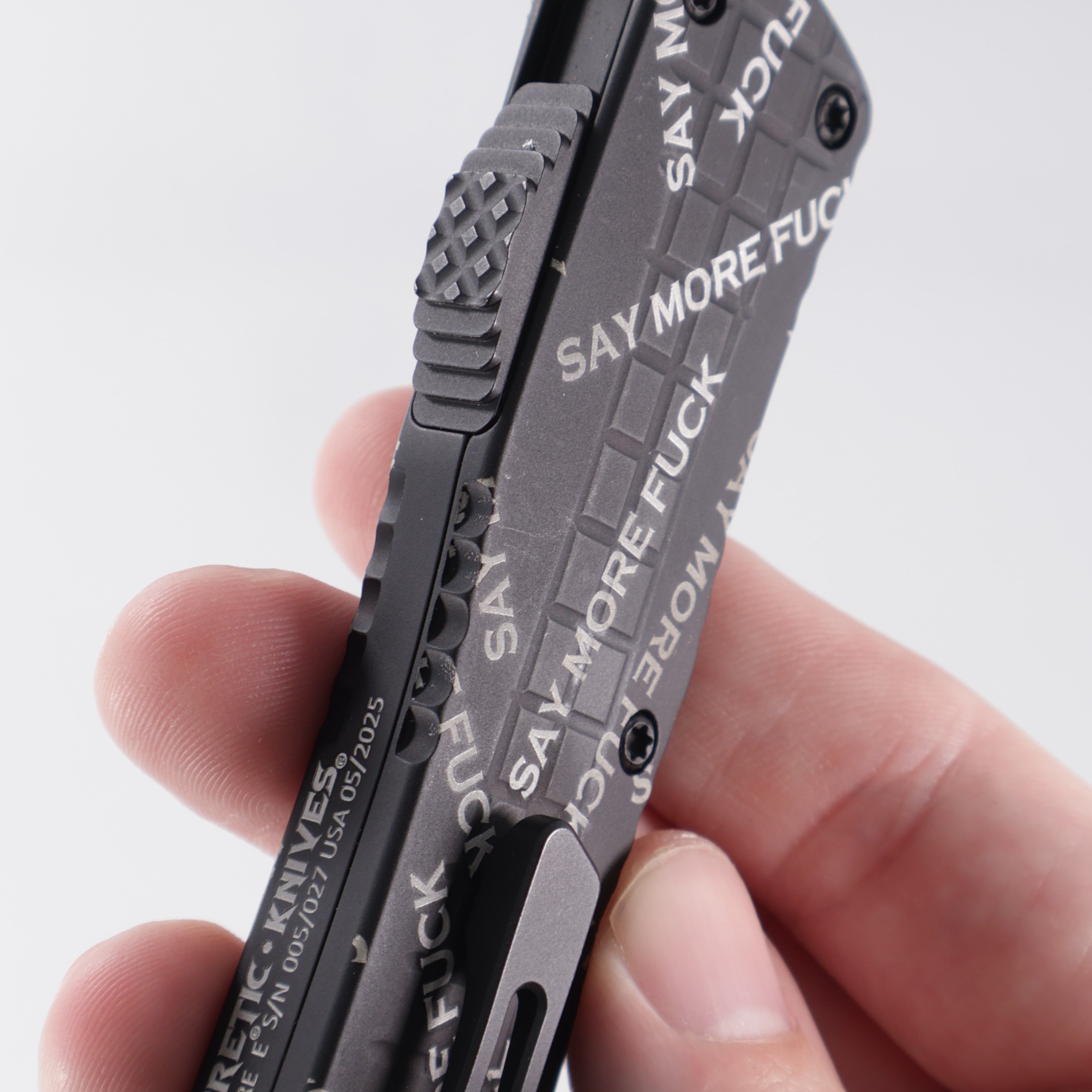 Heretic Manticore E Recurve - Snugglez Says “Say More Fuck” Edition - 2-Tone Magnacut - H029F-10A-FU - S/N: 005 *PRE-OWNED*