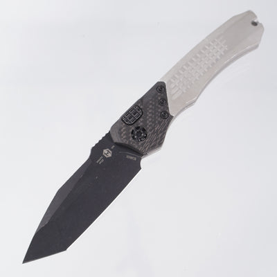 Heretic Wraith V2 Auto Tanto - Blizzardworn Aluminum w/ Carbon Fiber Bolster - Battle Black Elmax - H100-8A-BLIZZARD *PRE-OWNED*