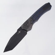Heretic Wraith V2 Auto Tanto - Breakthrough Blue Aluminum w/ Carbon Fiber Bolster - Battle Black Elmax - H100-8A-BRKBLU *PRE-OWNED*