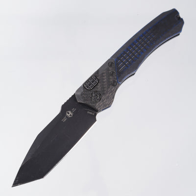 Heretic Wraith V2 Auto Tanto - Breakthrough Blue Aluminum w/ Carbon Fiber Bolster - Battle Black Elmax - H100-8A-BRKBLU *PRE-OWNED*