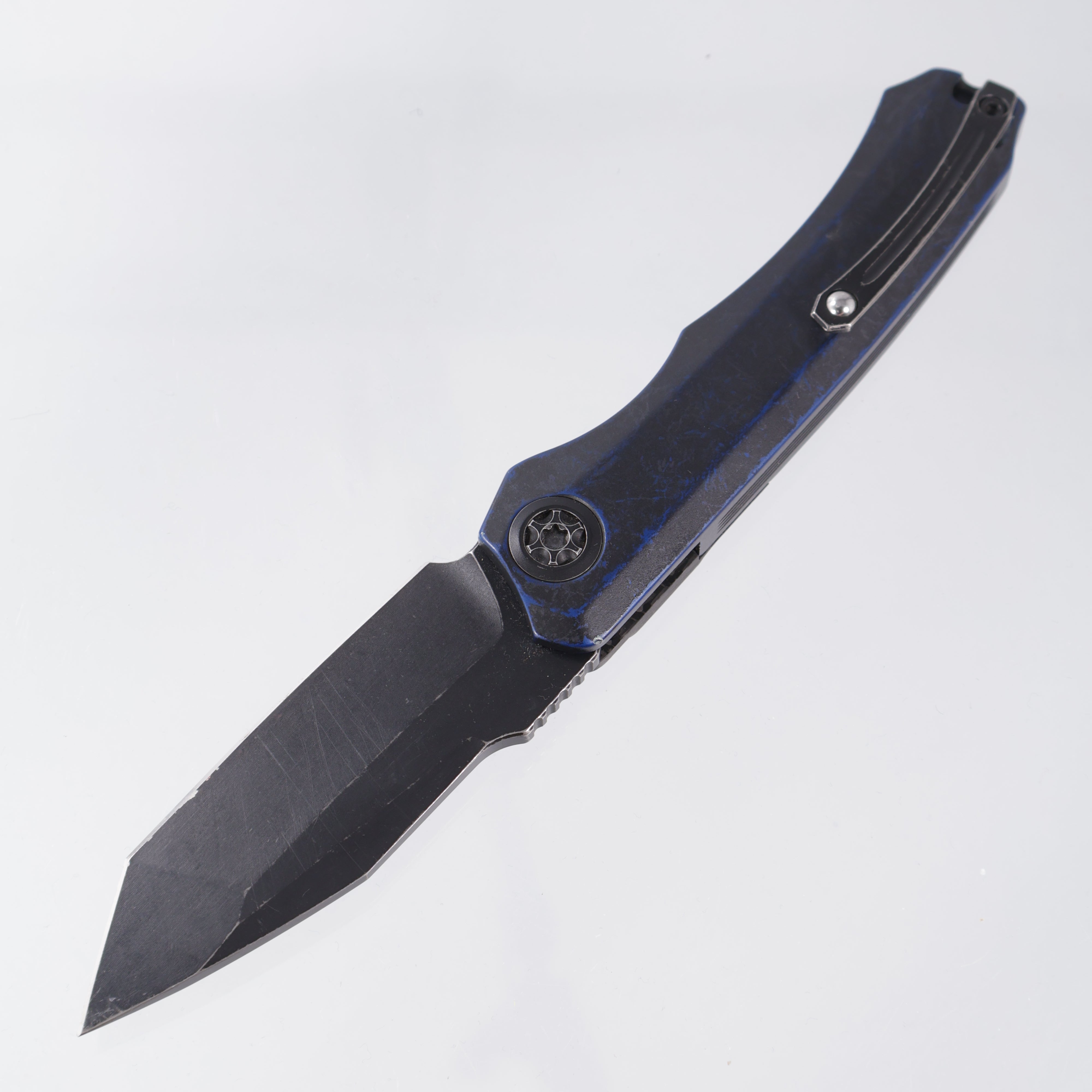 Heretic Wraith V2 Auto Tanto - Breakthrough Blue Aluminum w/ Carbon Fiber Bolster - Battle Black Elmax - H100-8A-BRKBLU *PRE-OWNED*